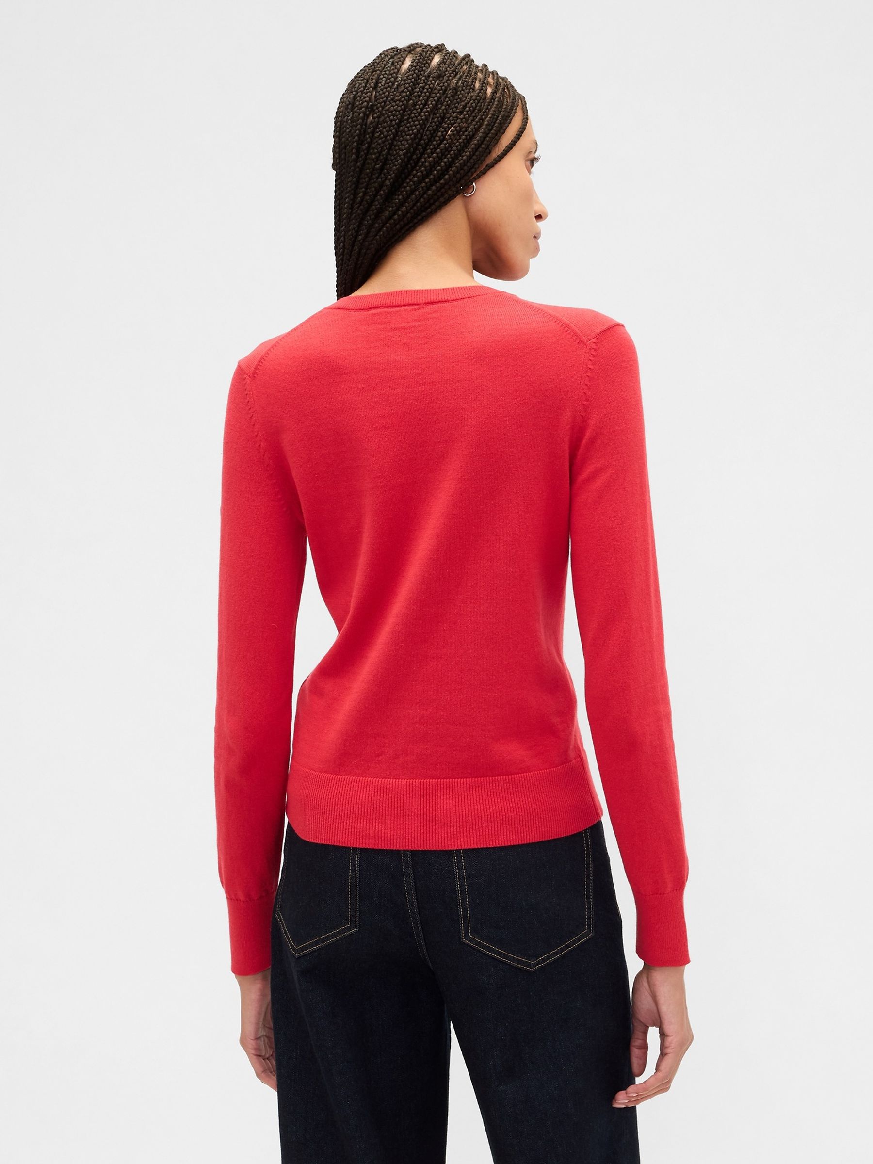 Red Crew Neck Cardigan - Image 2 of 5