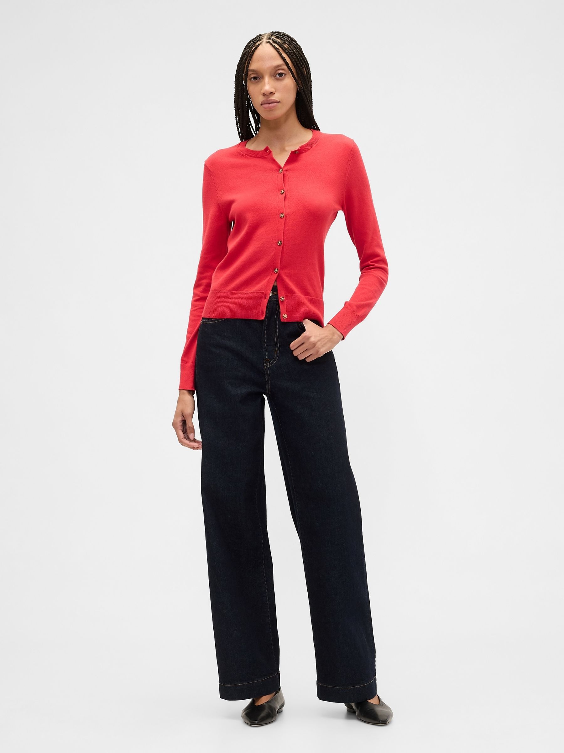 Red Crew Neck Cardigan - Image 3 of 5