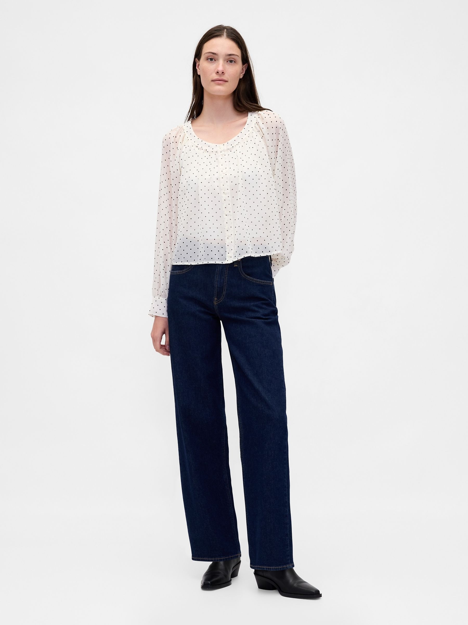 White Sheer Button Front Top - Image 3 of 4
