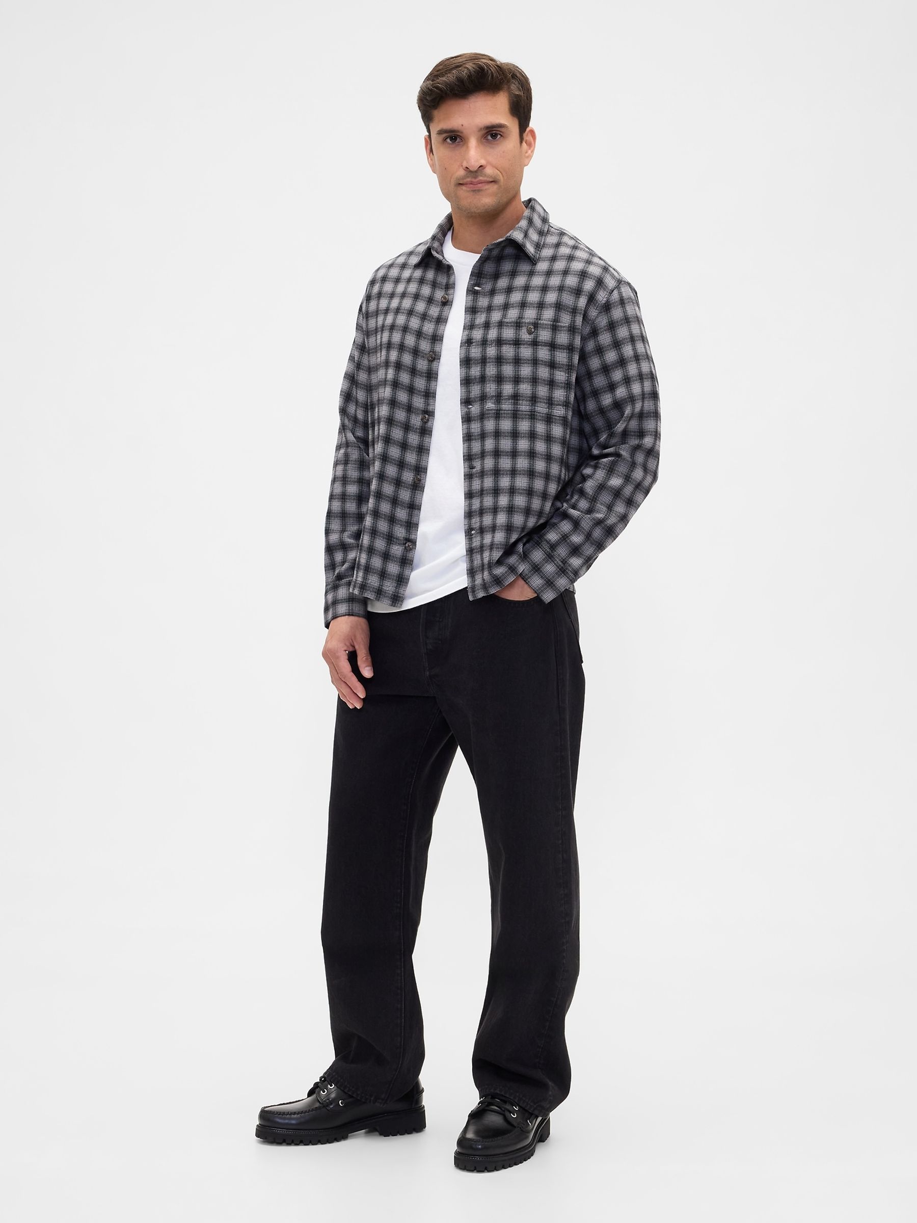 Grey Flannel Shirt in Boxy Fit - Image 3 of 5