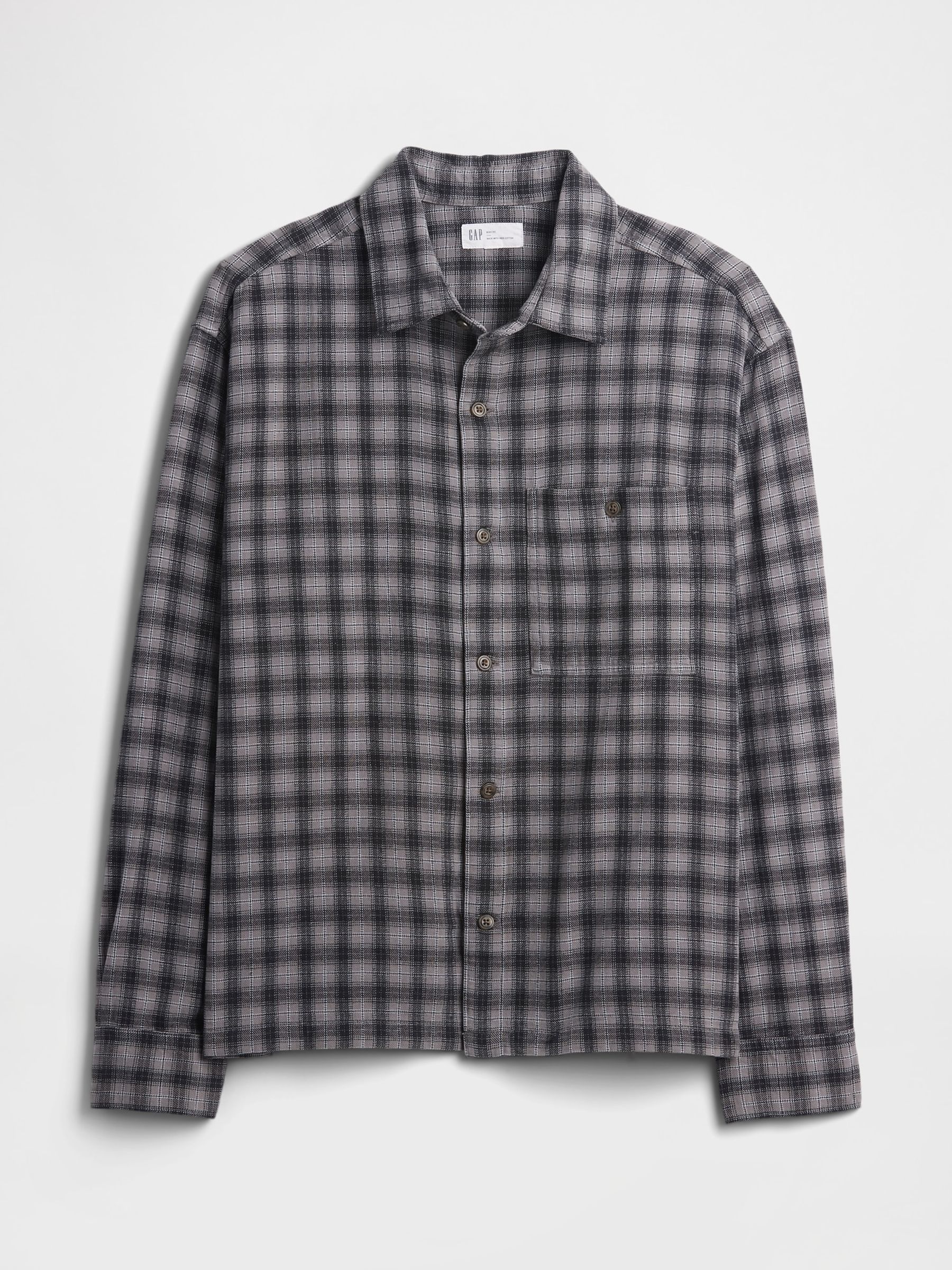 Grey Flannel Shirt in Boxy Fit - Image 4 of 5