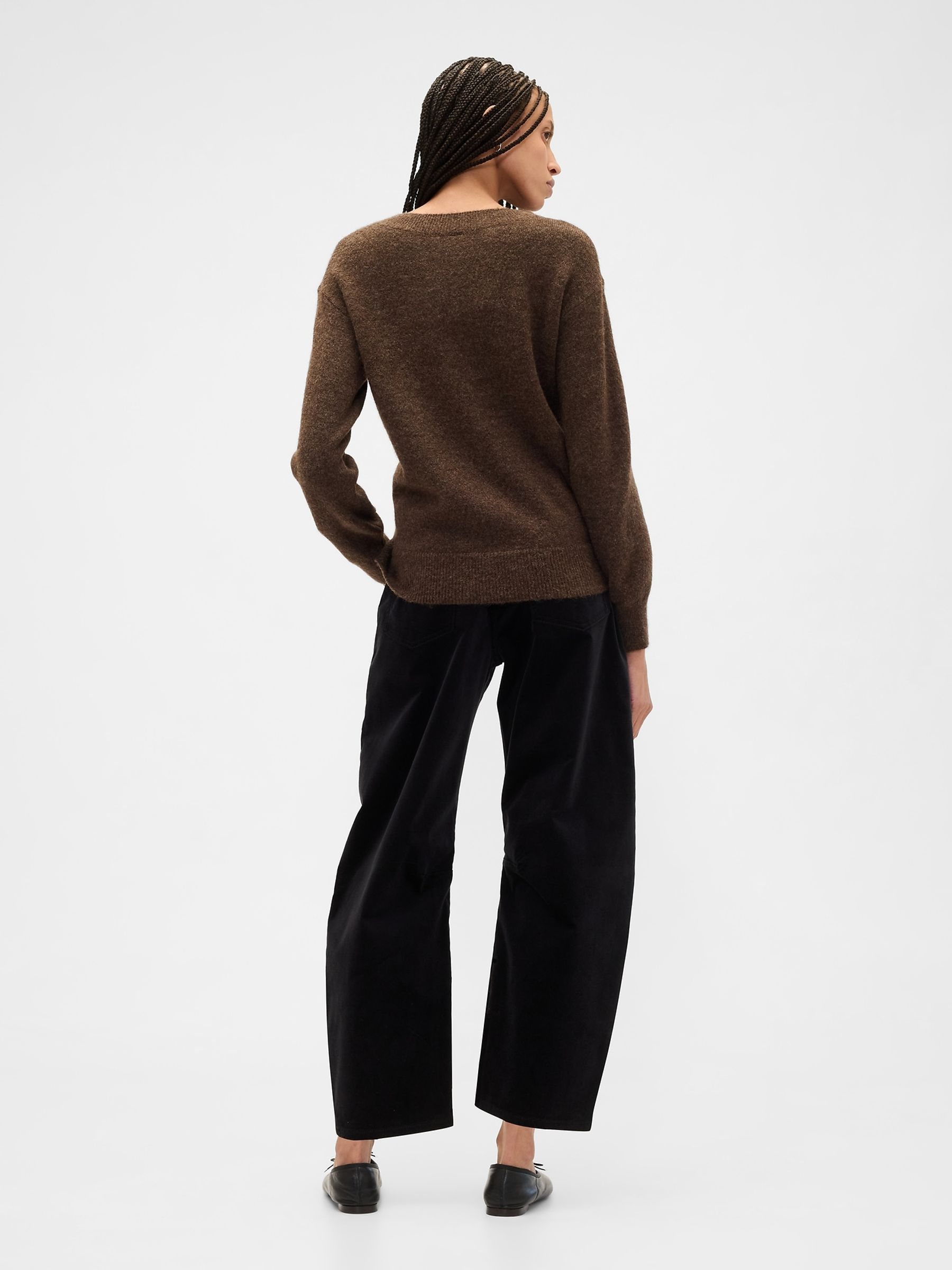 Black High Waisted Barrel Velvet Trousers - Image 3 of 4