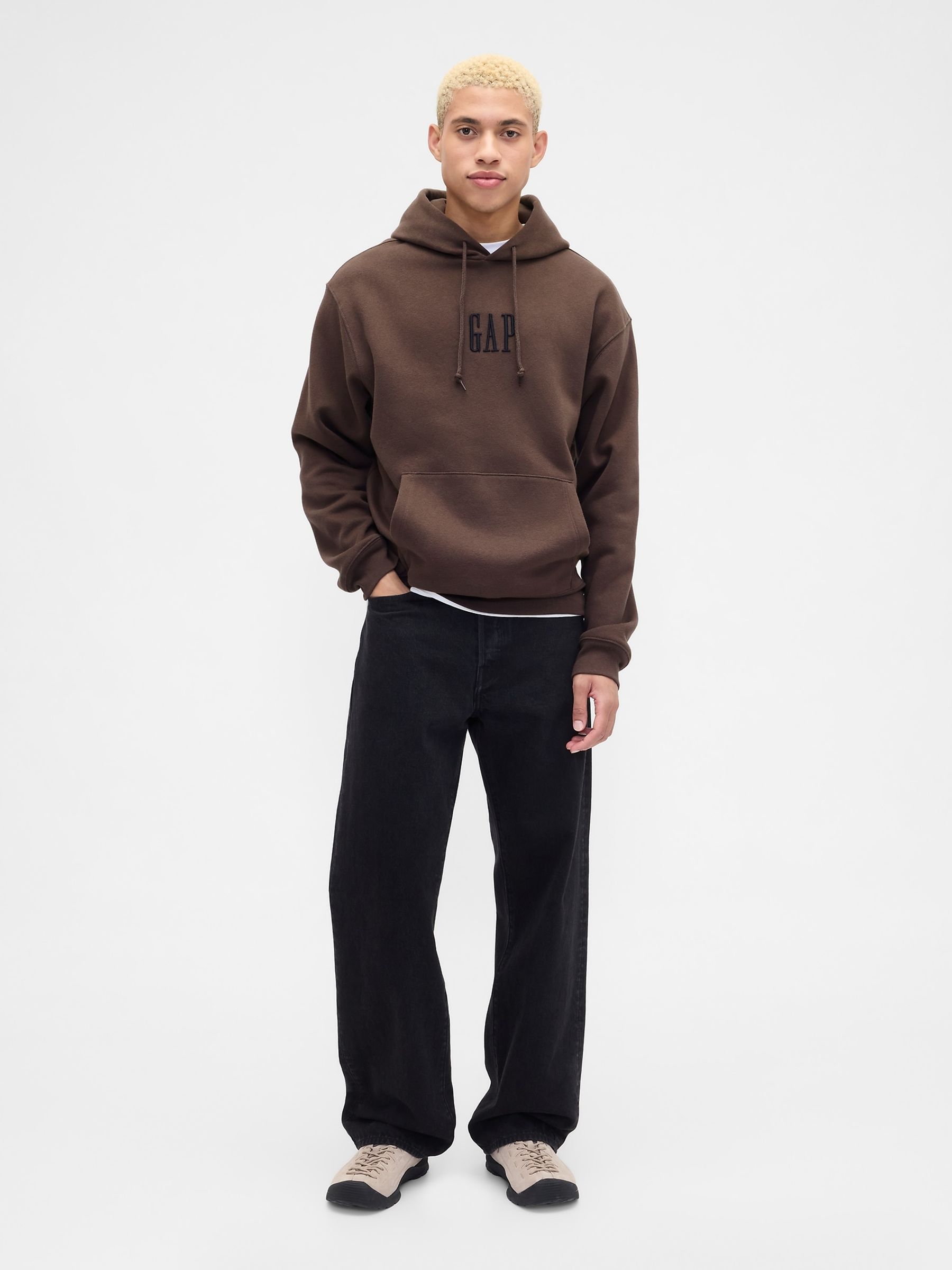 Brown Vintage Soft Oversized Mini Logo Hoodie - Image 3 of 4