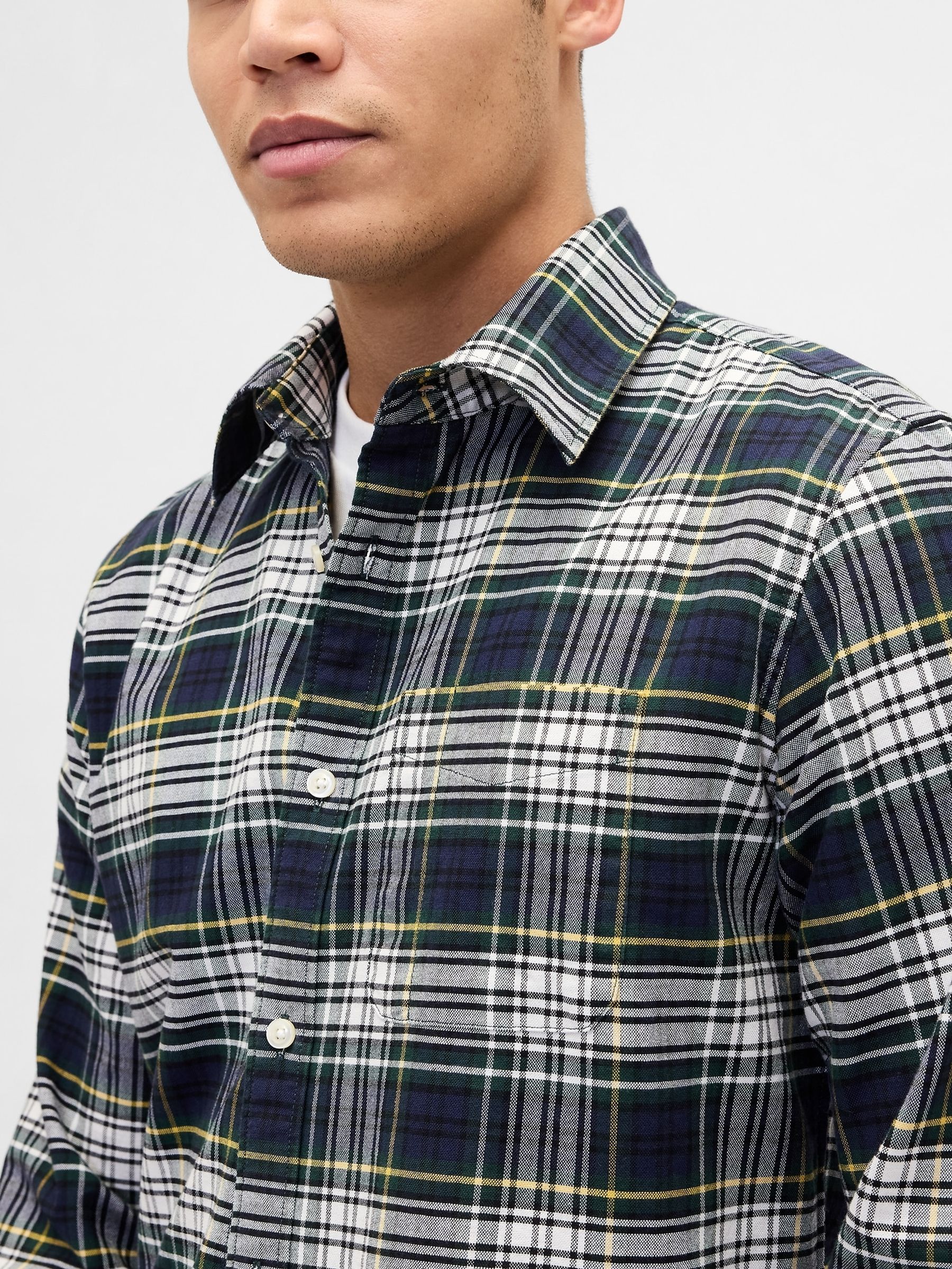 Navy Blue Check Oxford Shirt - Image 4 of 4 Navy Blue Check Oxford Shirt - Image 4 of 4