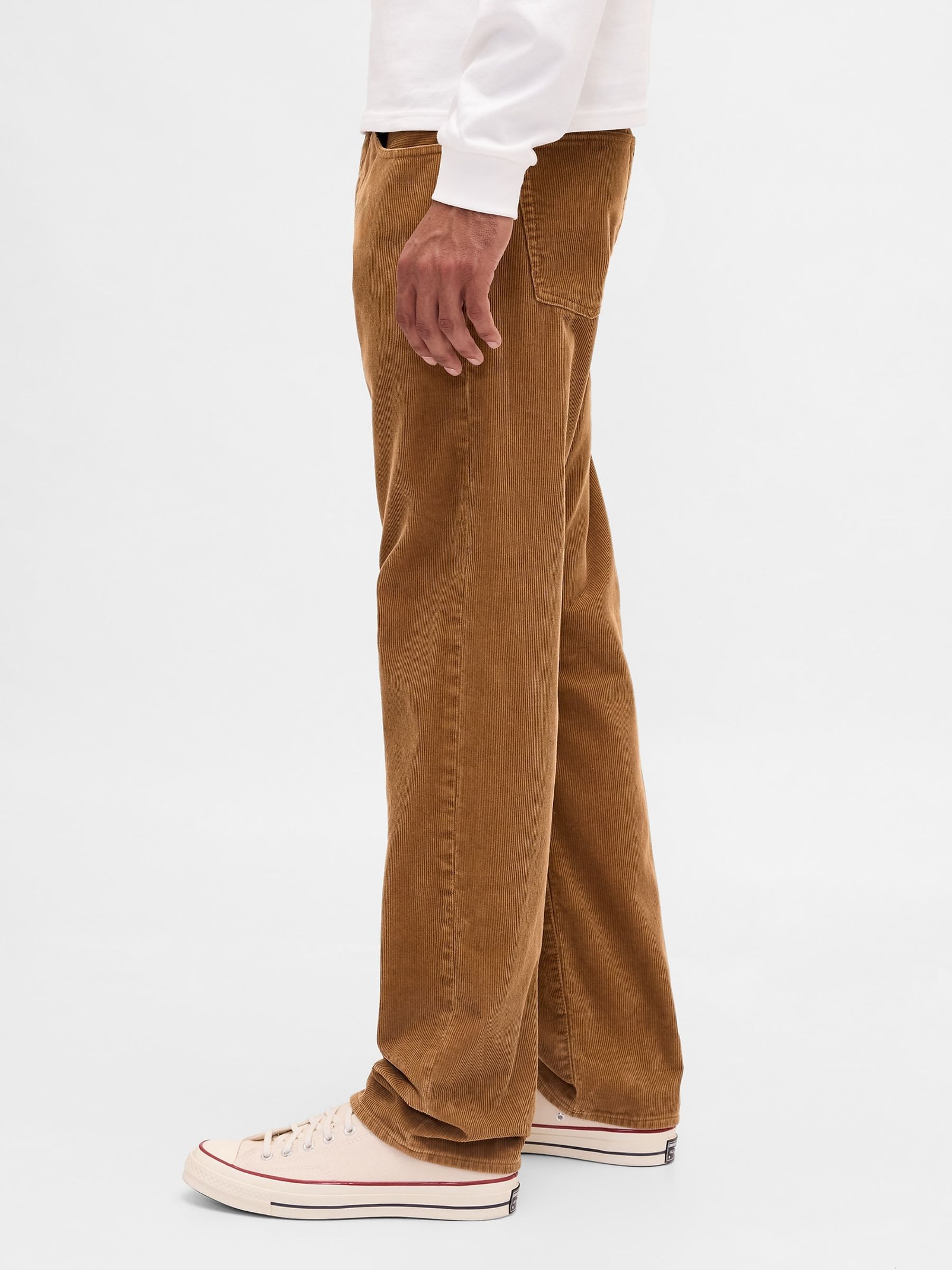 Brown Corduroy Relaxed Straight Trousers - Image 3 of 5
