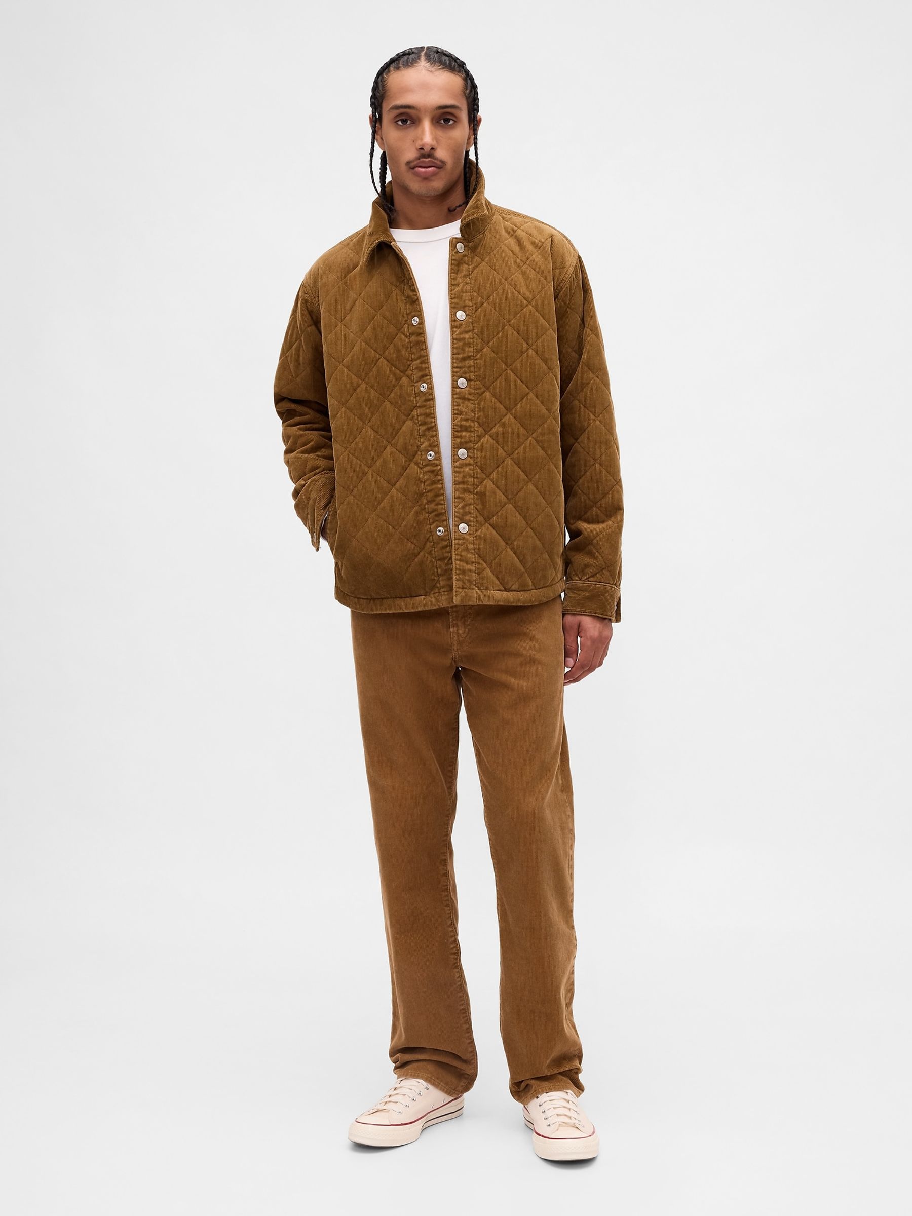 Brown Corduroy Relaxed Straight Trousers - Image 4 of 5