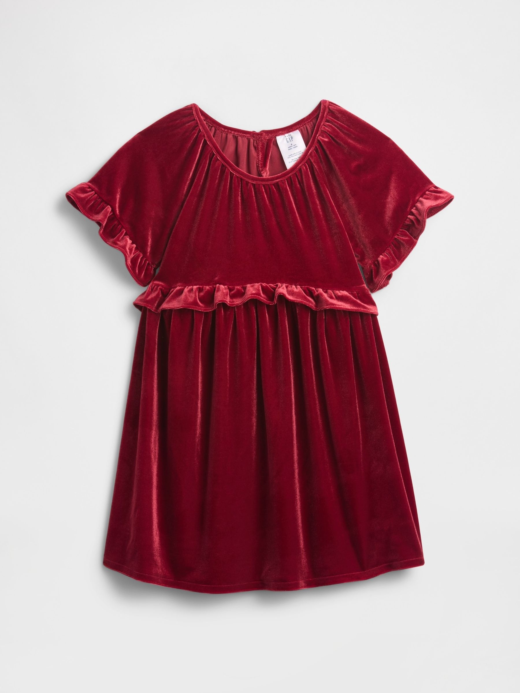 Red Velour Ruffle Dress (6mths-5yrs) - Image 2 of 4