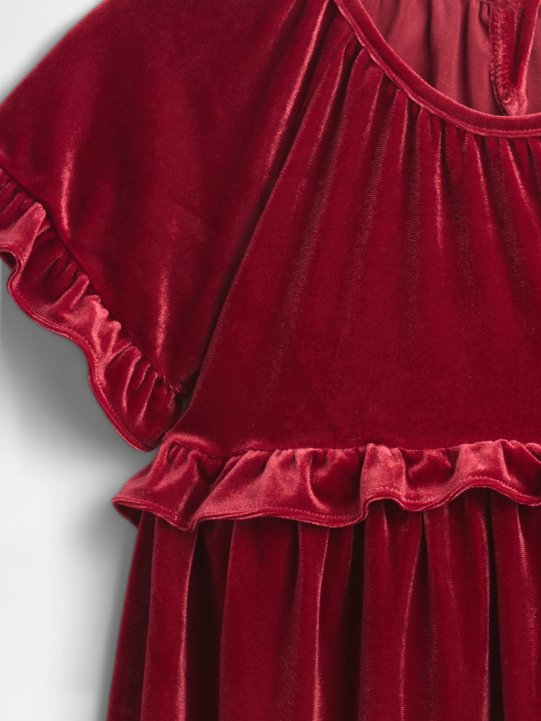Red Velour Ruffle Dress (6mths-5yrs) - Image 4 of 4