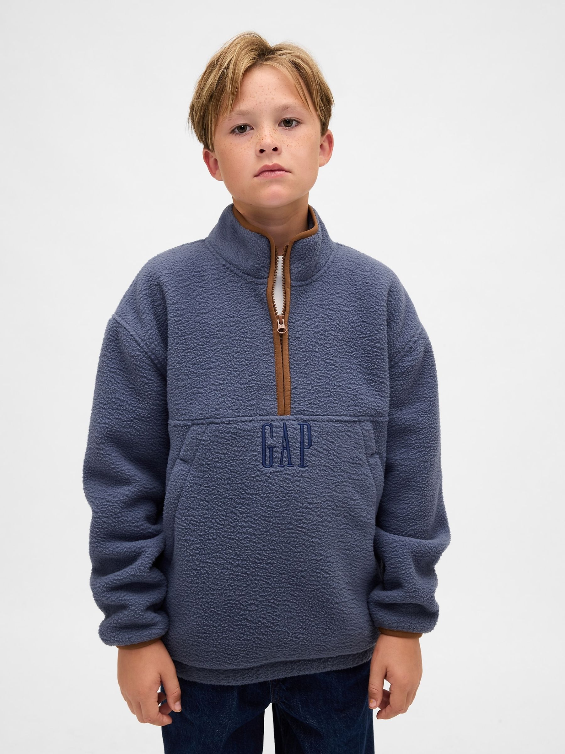 Blue Sherpa Logo Half-Zip Pullover Sweatshirt (4-13yrs) | Gap