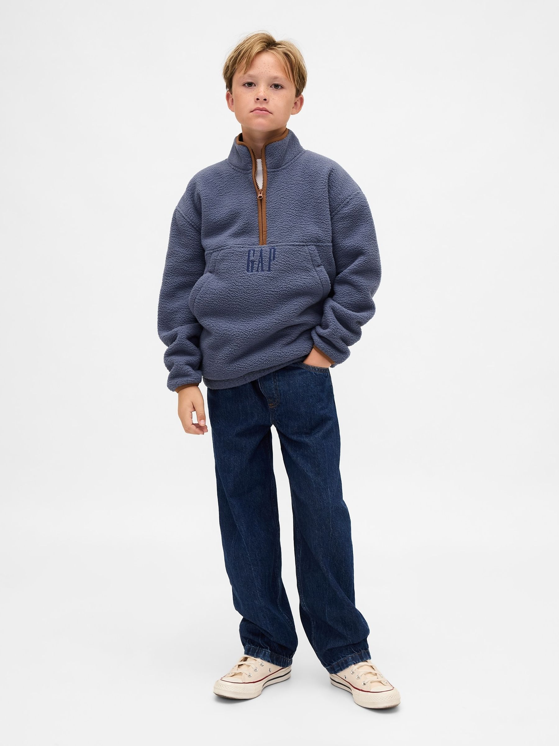 Blue Sherpa Logo Half-Zip Pullover Sweatshirt (4-13yrs) - Image 3 of 5