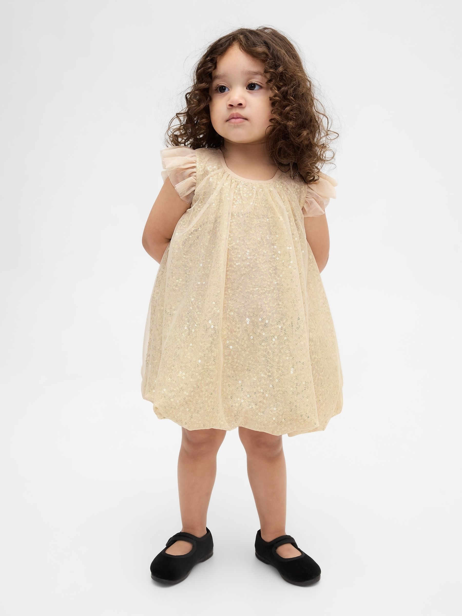 Gold Sequin Tulle Bubble Dress (12mths-5yrs) - Image 1 of 4