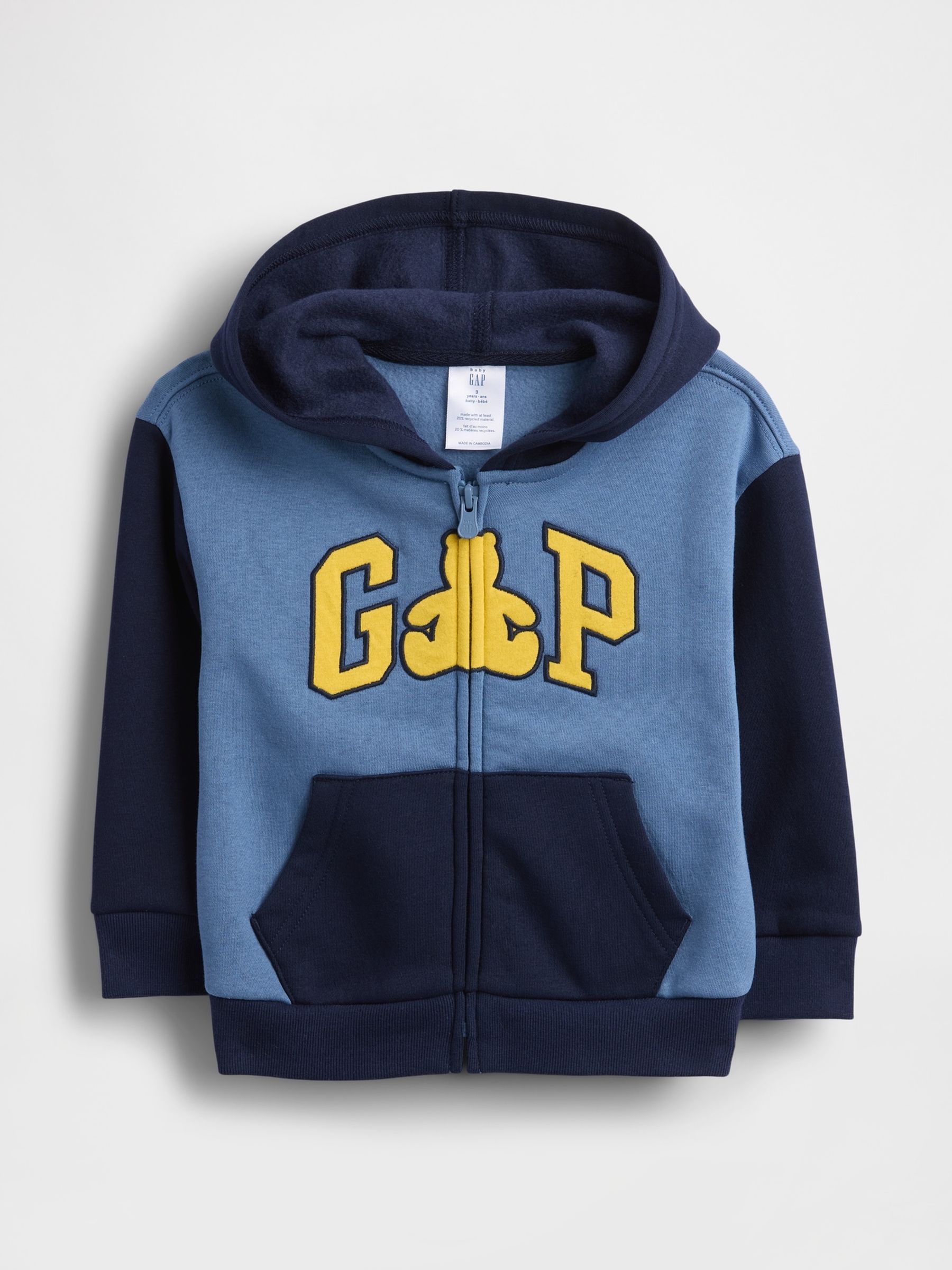 Blue Relaxed Logo Colour Block Zip Hoodie - Image 1 of 3 Blue Relaxed Logo Colour Block Zip Hoodie - Image 1 of 3