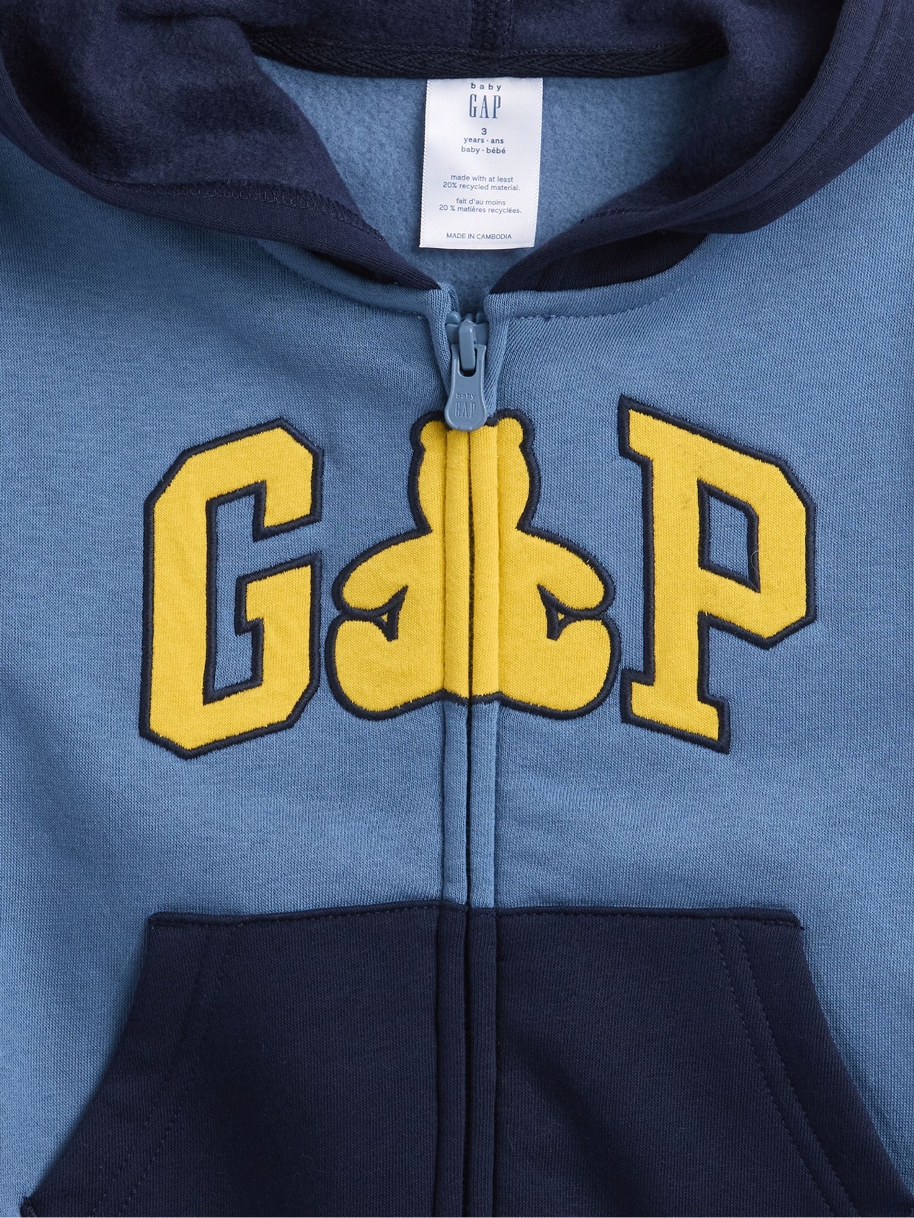 Blue Relaxed Logo Colour Block Zip Hoodie - Image 3 of 3