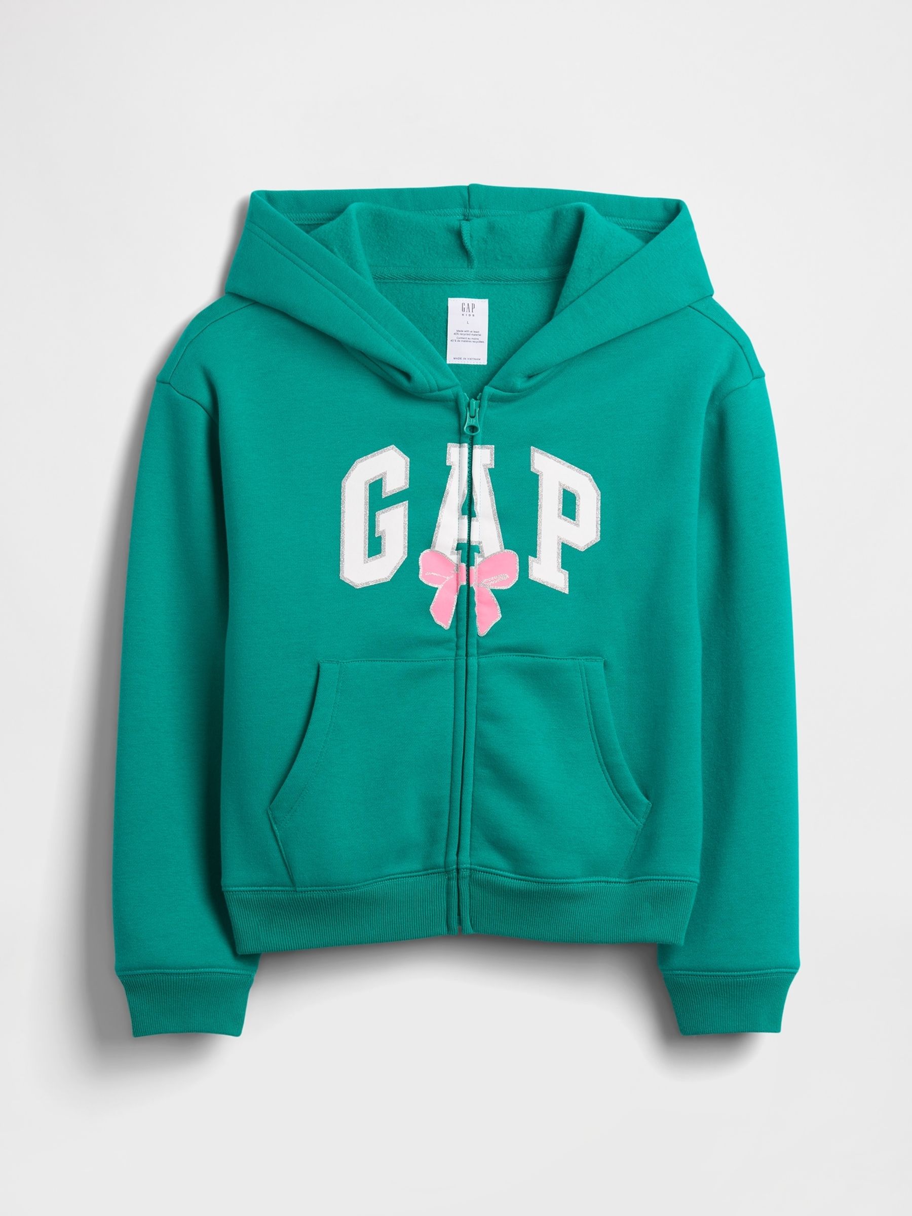 Green Relaxed Logo Zip Hoodie (4-13yrs) - Image 1 of 3 Green Relaxed Logo Zip Hoodie (4-13yrs) - Image 1 of 3