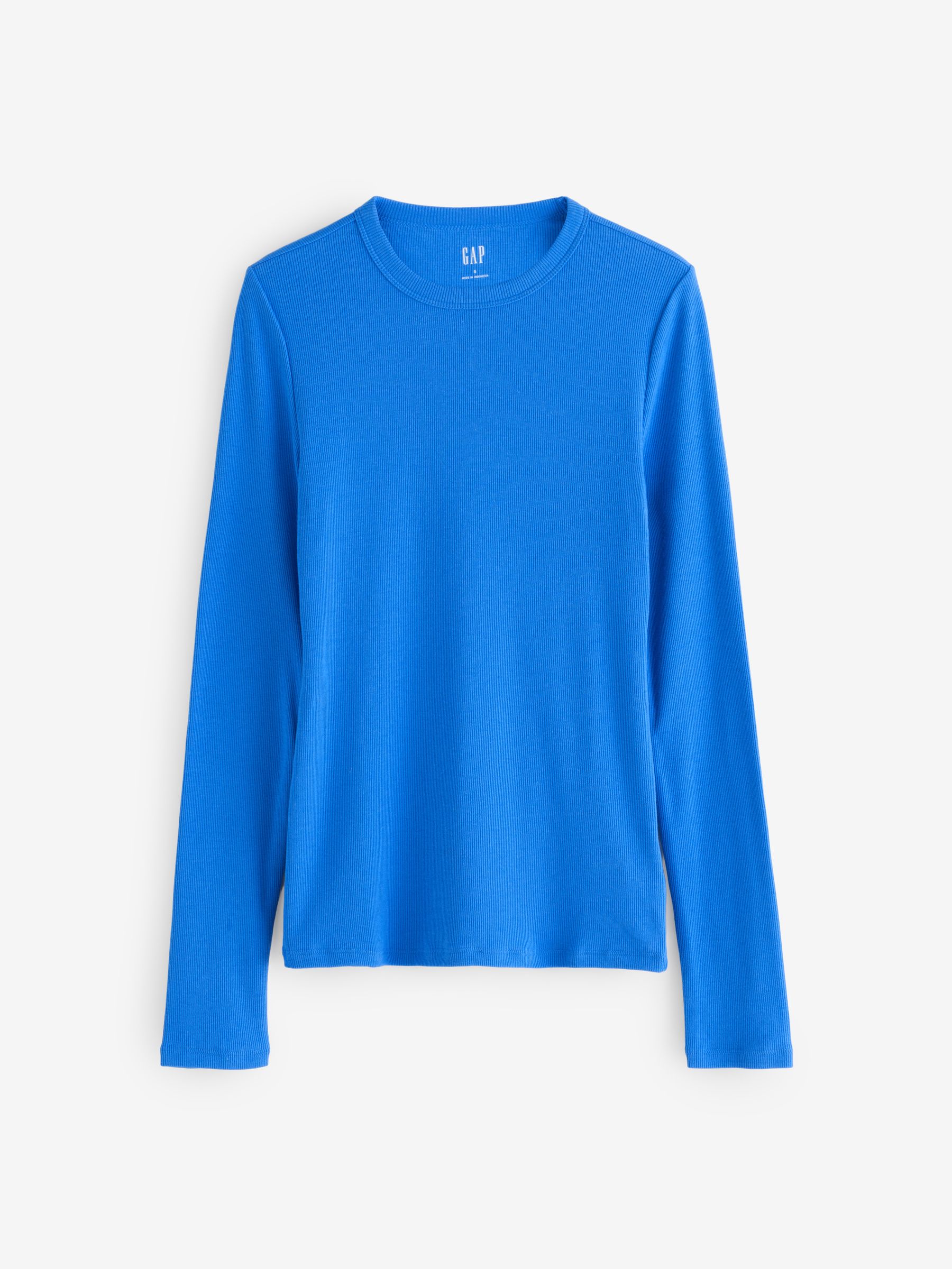 Bright Blue Essential Ribbed Crew Neck T-Shirt - Image 1 of 4