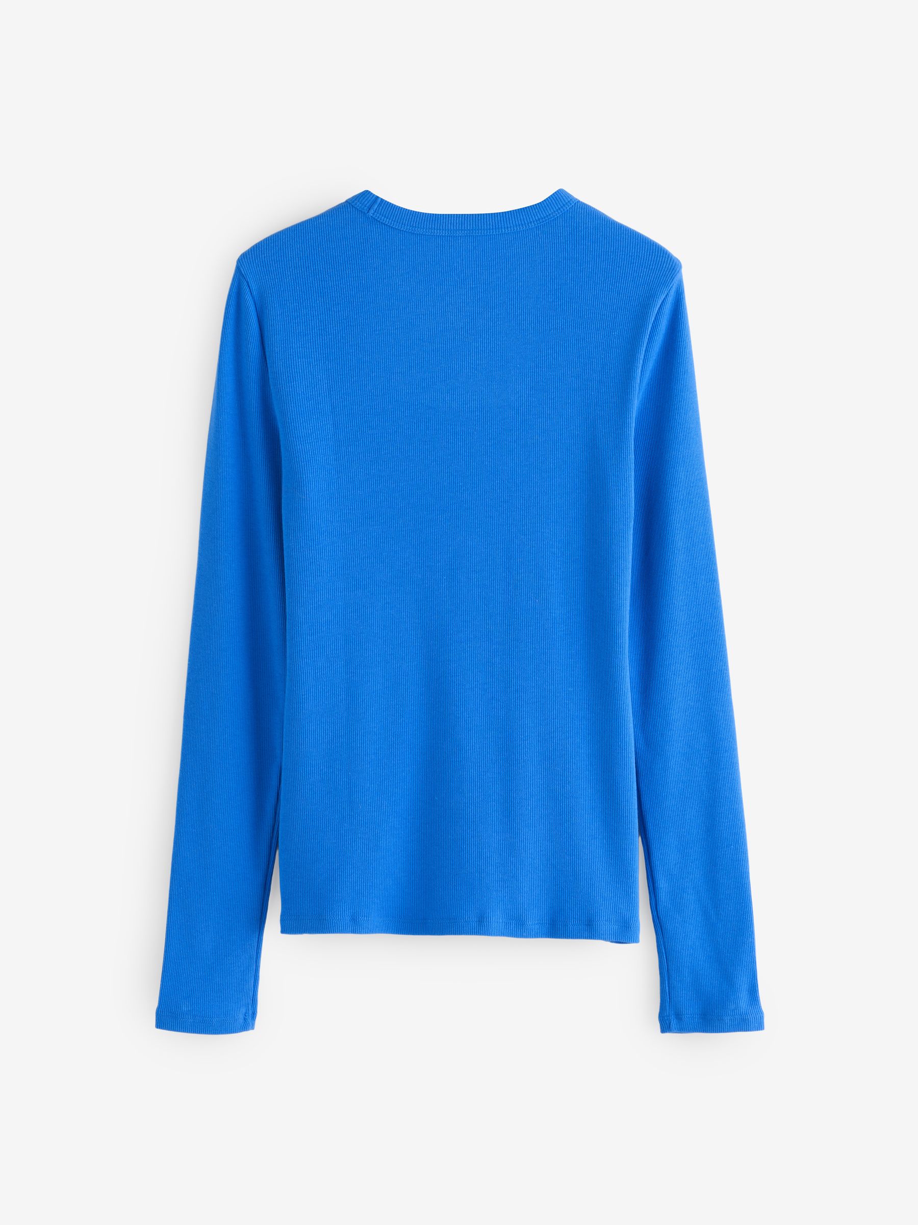 Bright Blue Essential Ribbed Crew Neck T-Shirt - Image 2 of 4