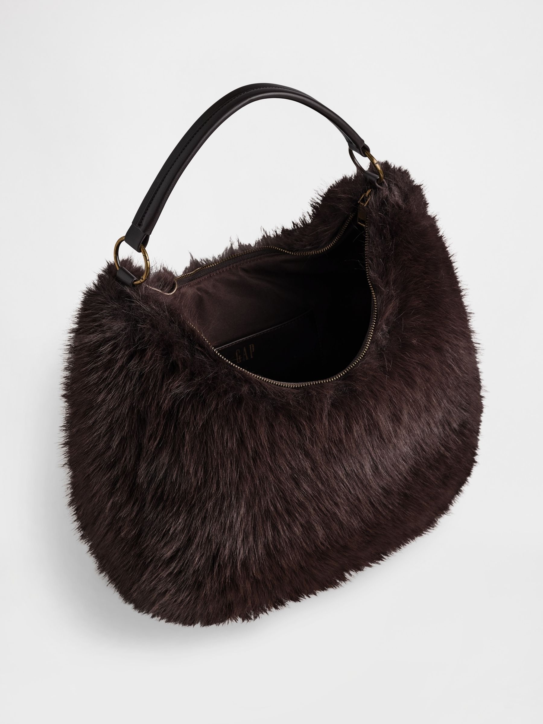 Brown Faux Fur Slouchy Bag - Image 4 of 5
