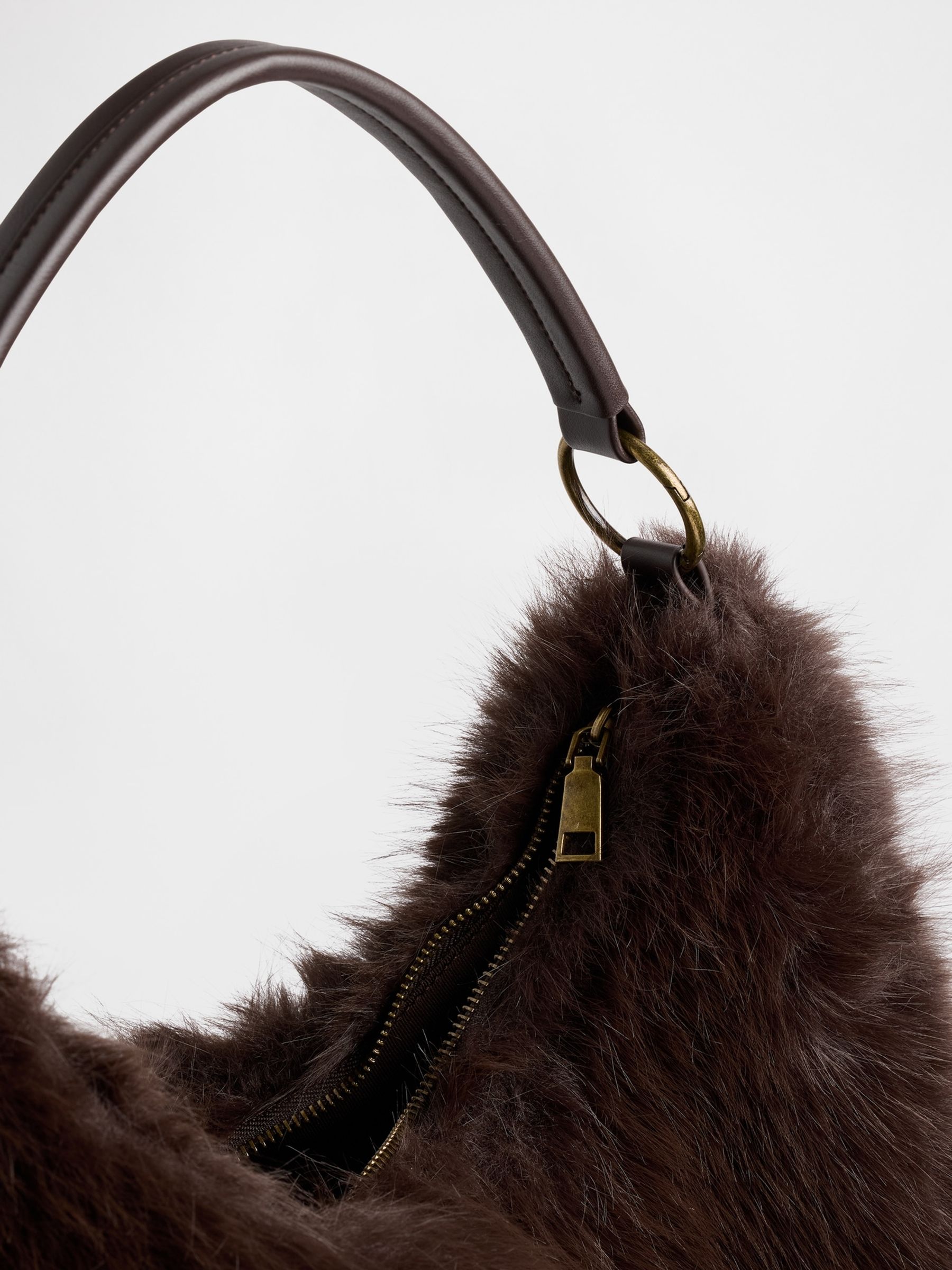 Brown Faux Fur Slouchy Bag - Image 5 of 5