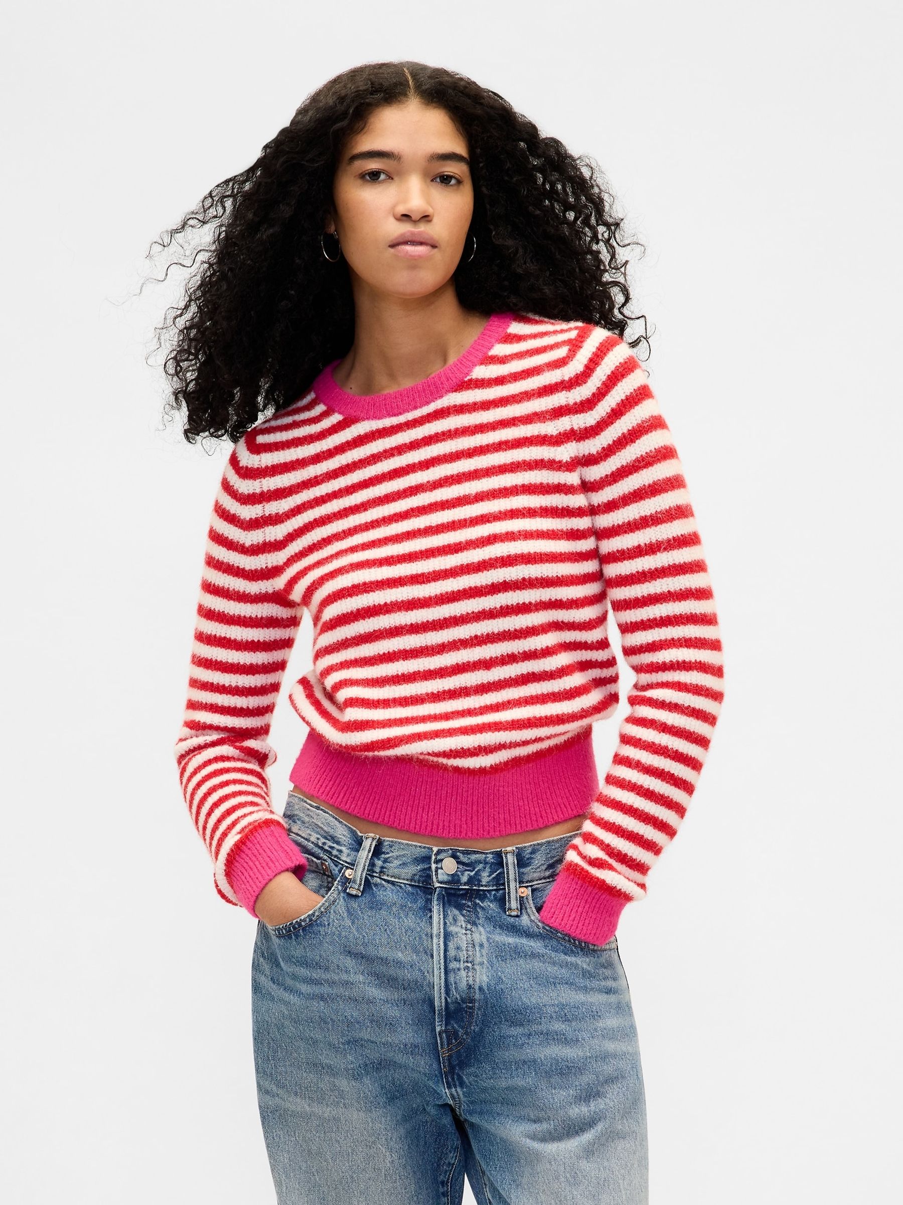 Red Stripe CashSoft Crew Neck Jumper - Image 1 of 4