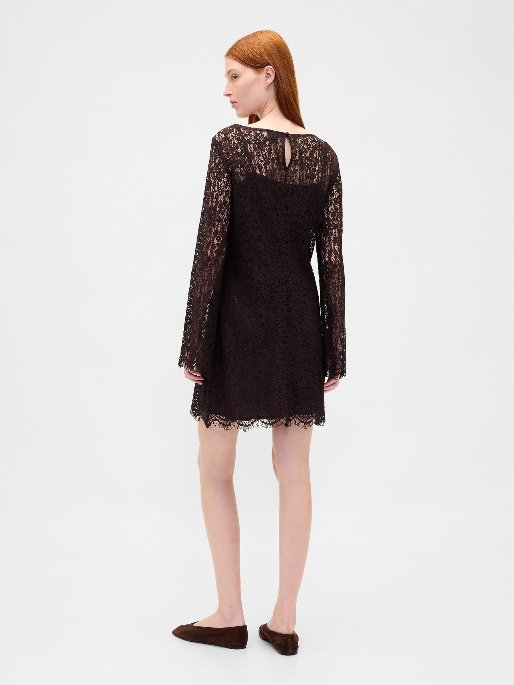 Black Lace Mini Shift Dress - Image 2 of 4 Black Lace Mini Shift Dress - Image 2 of 4