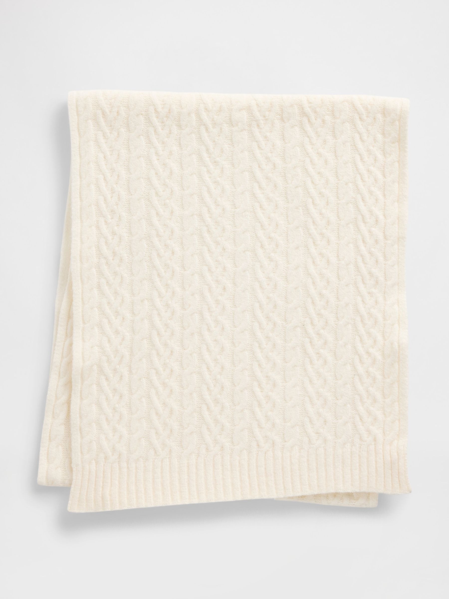 White CashSoft Cable-Knit Scarf - Image 2 of 2