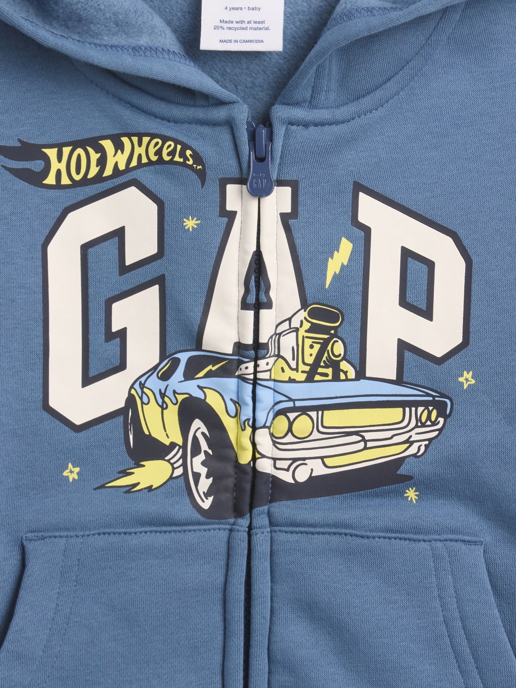 Blue Hot Wheels Relaxed Logo Zip Hoodie - Image 3 of 3
