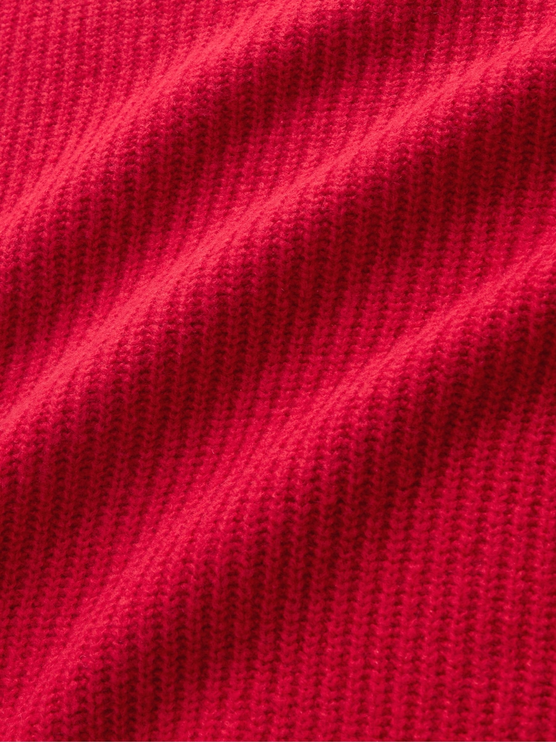 Red CashSoft Shaker-Stitch Turtle Neck Jumper - Image 5 of 5