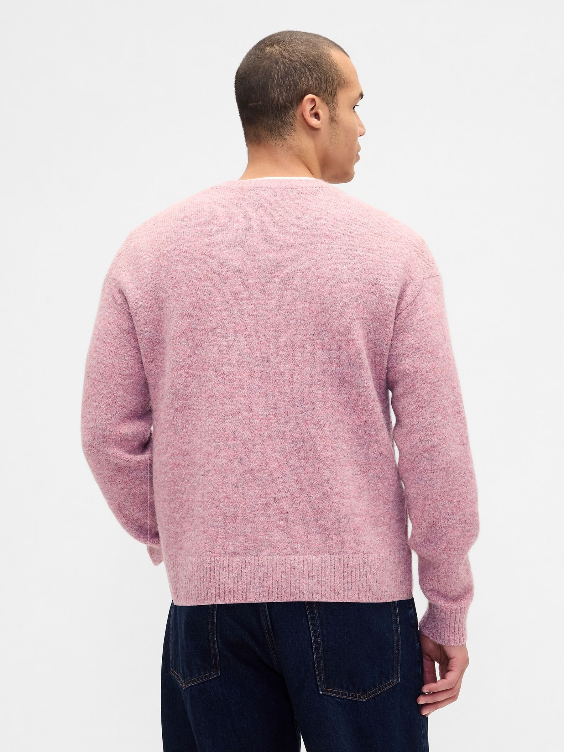 Pink Relaxed V-Neck Boxy Jumper - Image 2 of 4