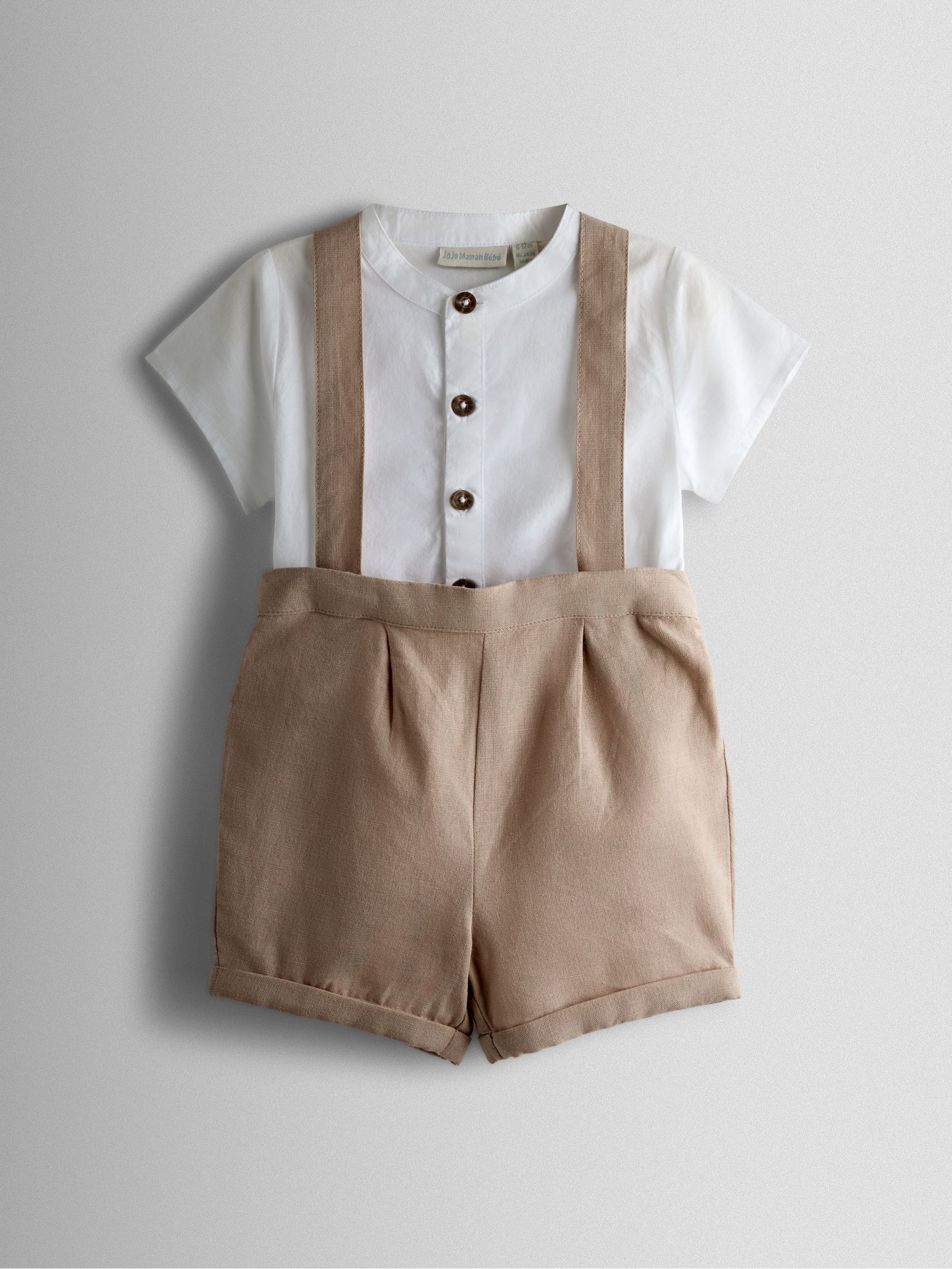 Natural 2-Piece Grandad Shirt & Shorts Set - Image 1 of 6