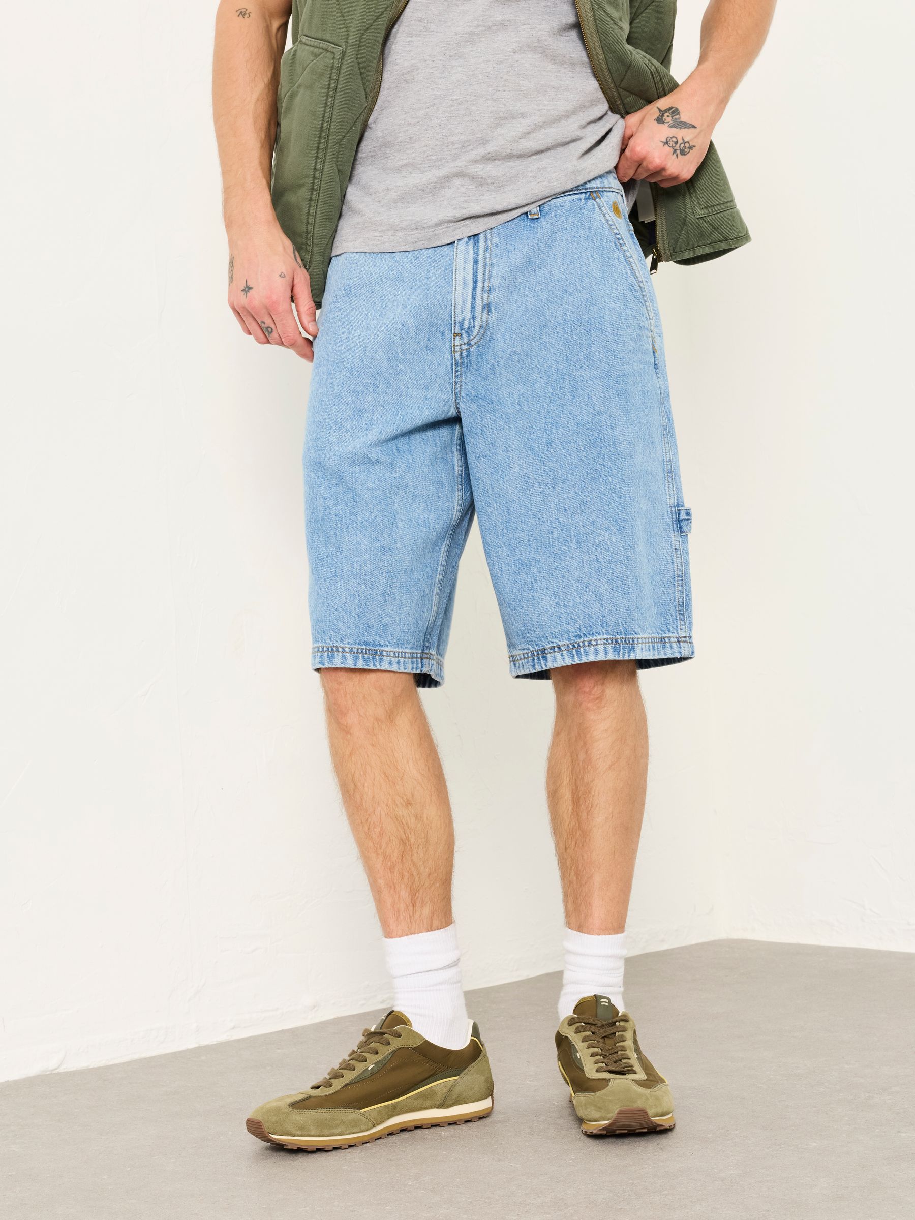 Light Blue Denim Loose Fit Denim Shorts - Image 1 of 3