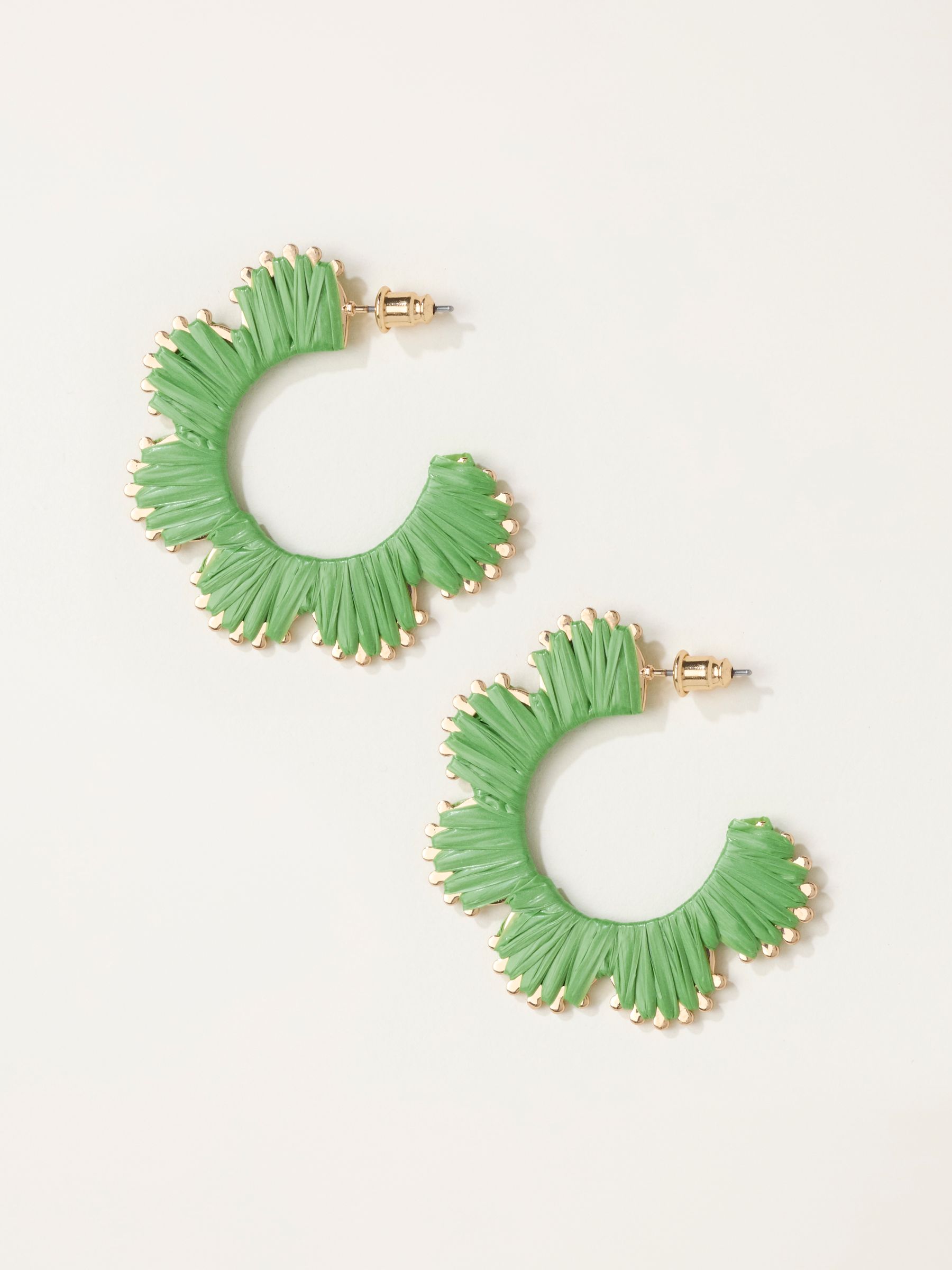 Green Raffia Scalloped Hoops - Image 1 of 2