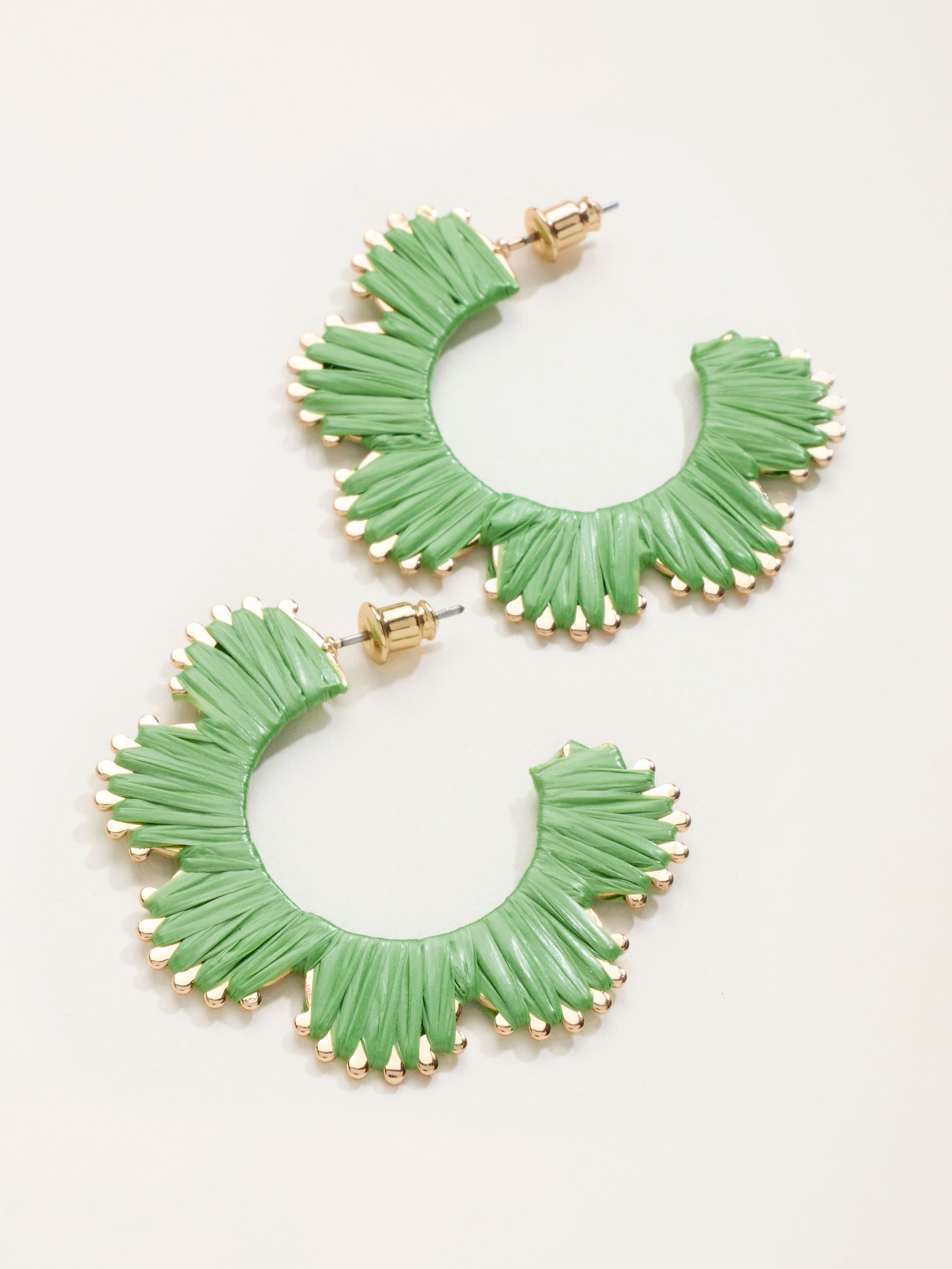 Green Raffia Scalloped Hoops - Image 2 of 2
