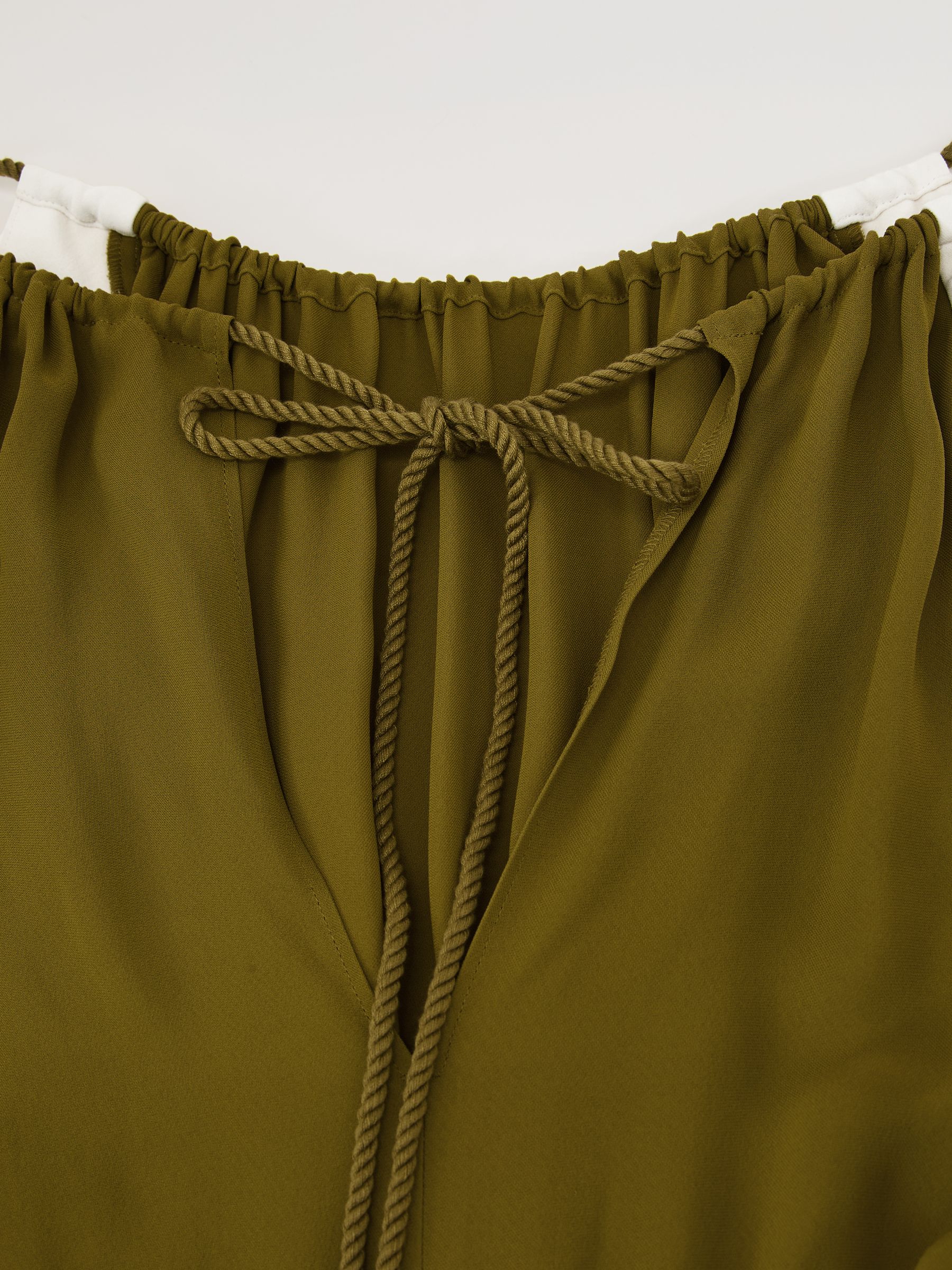 Colourblock Gathered Wide-Leg Jumpsuit in Green/Cream - image 2
