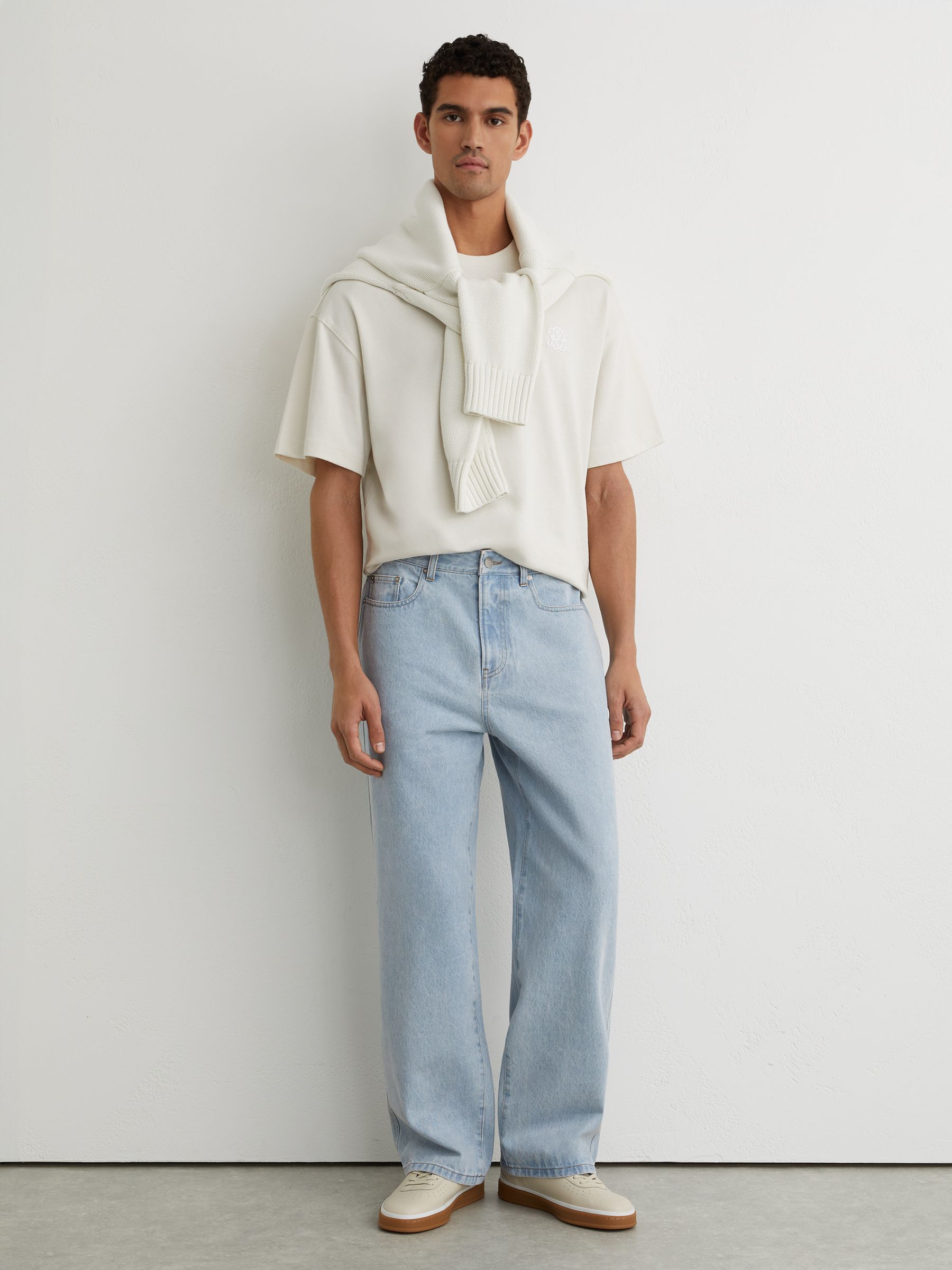 Monogram Relaxed-Fit Jeans in Light Wash Blue - image 2