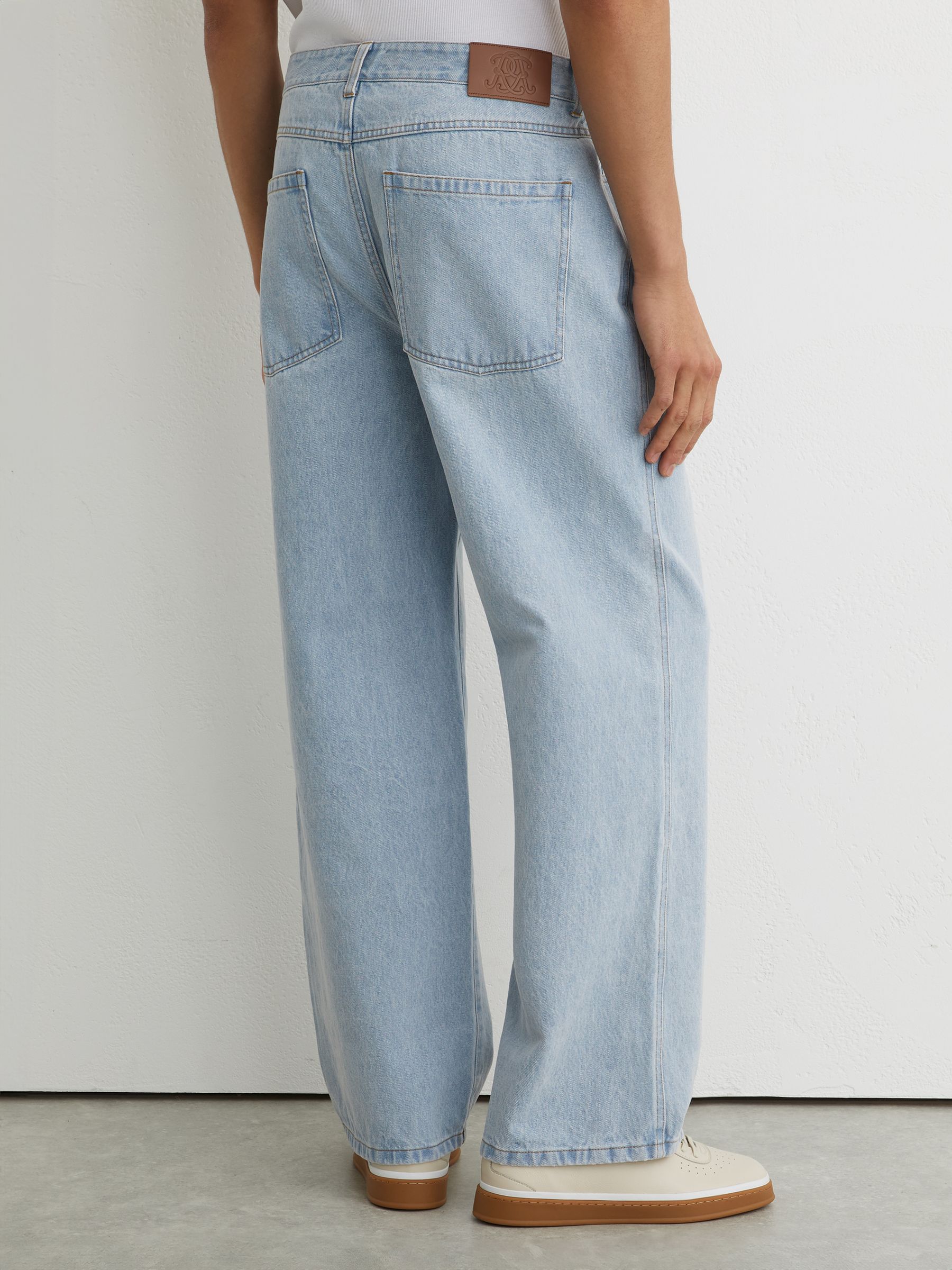 Monogram Relaxed-Fit Jeans in Light Wash Blue - image 4