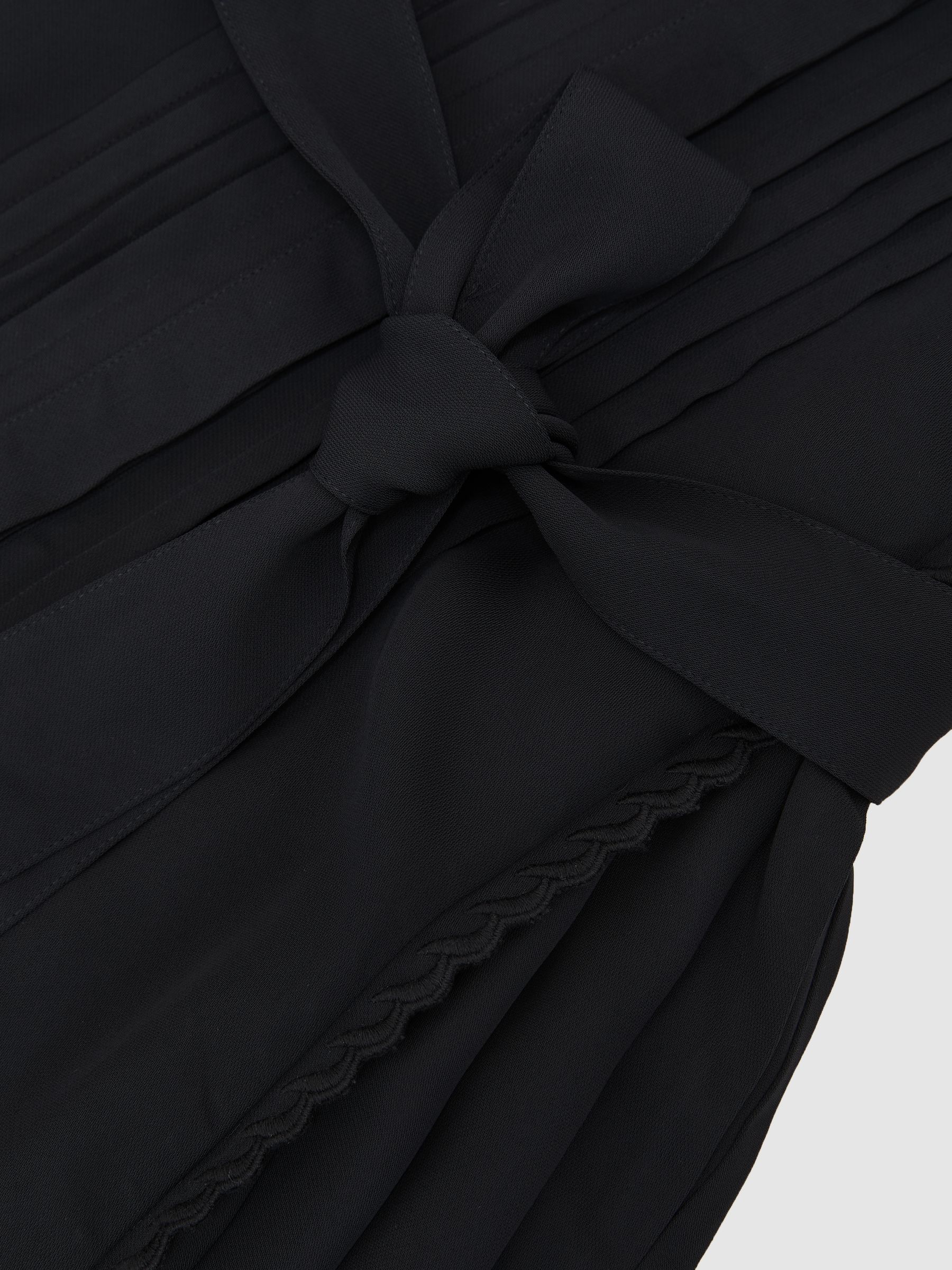Embroidered-Trim Belted Mini Dress in Navy - image 3