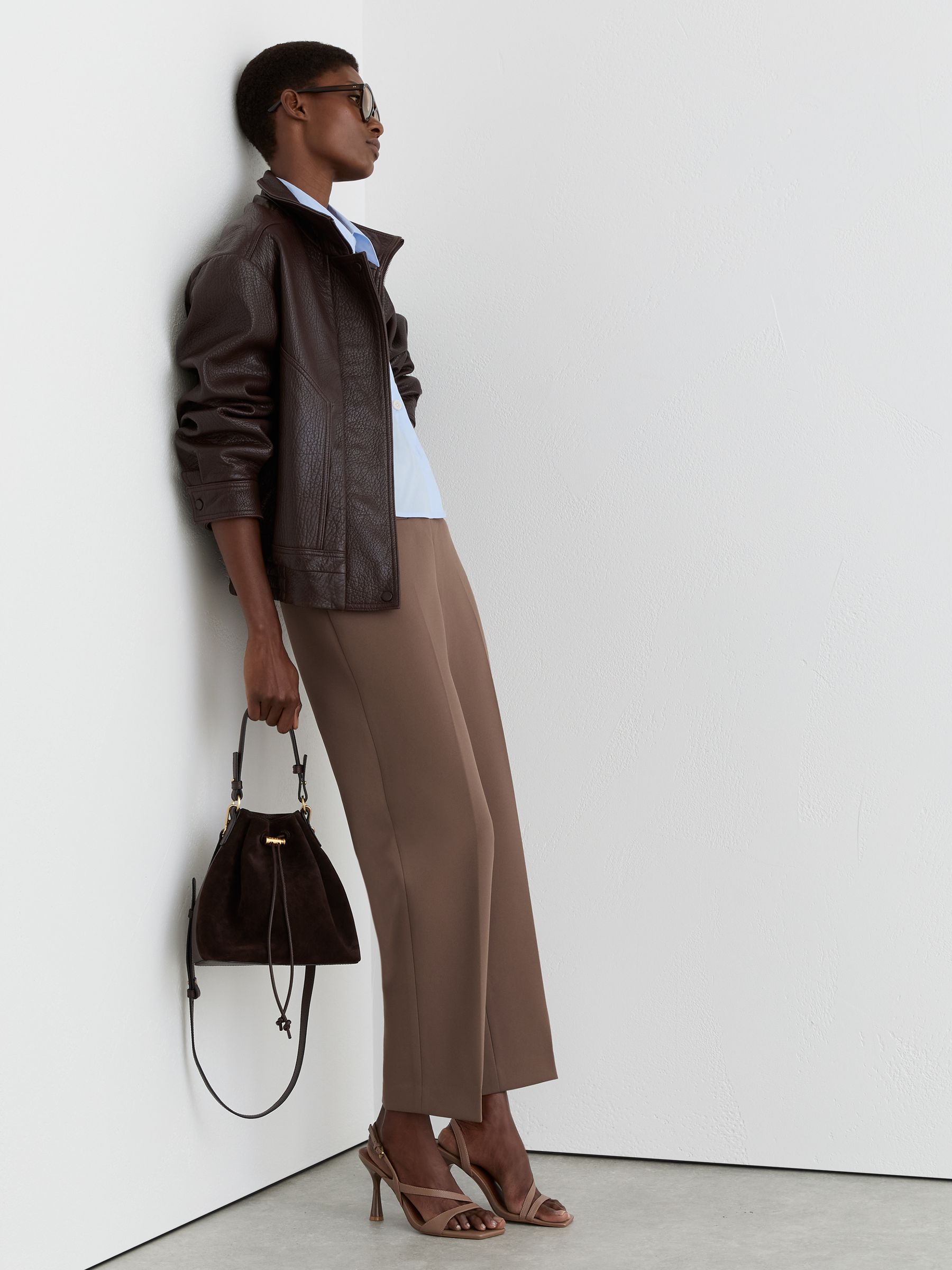 Welt-Pocket Tapered Trousers in Taupe Neutral - Image 1 of 6