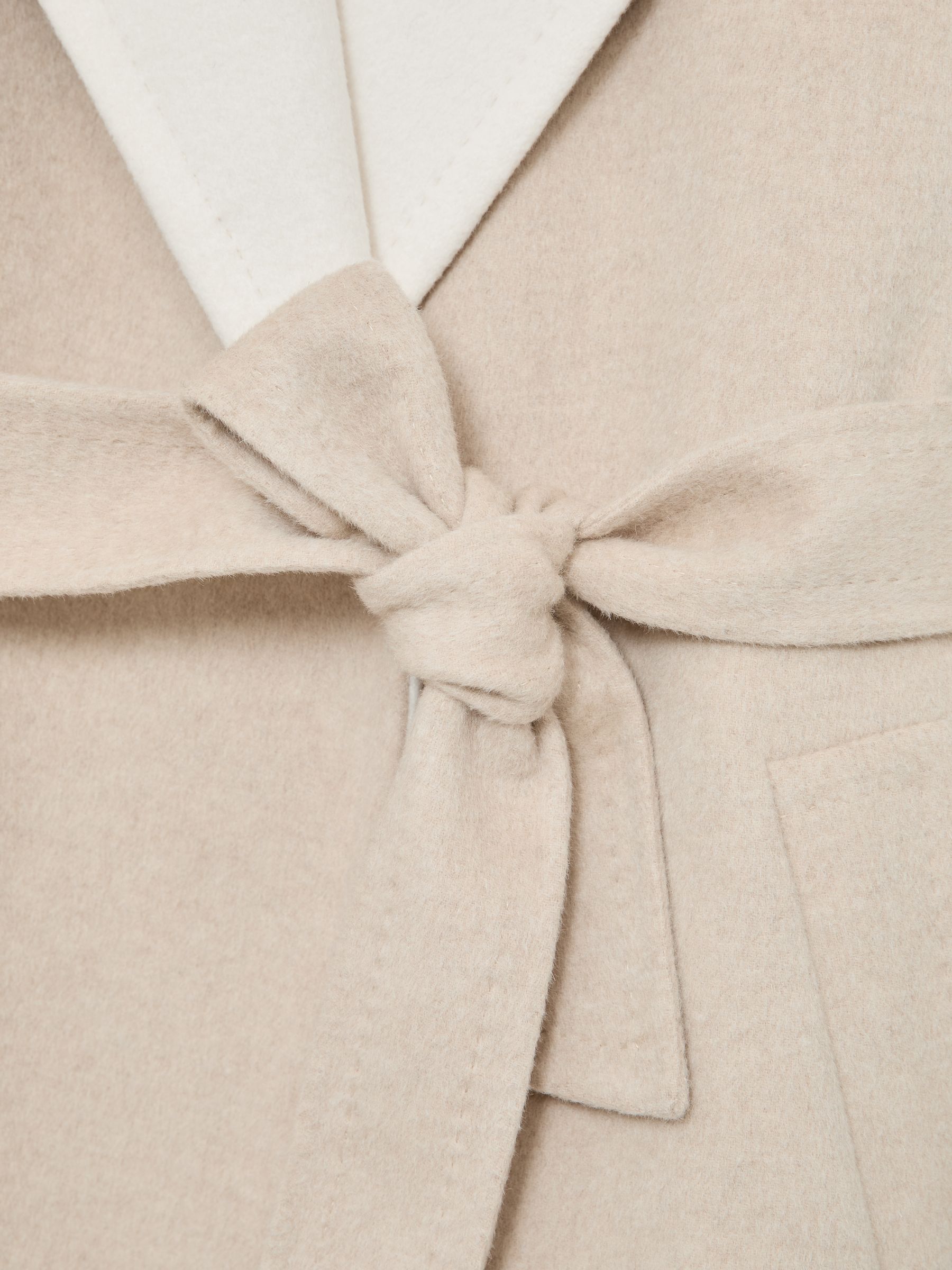 Wool Blindseam Contrast-Lapel Coat in Neutral - image 3