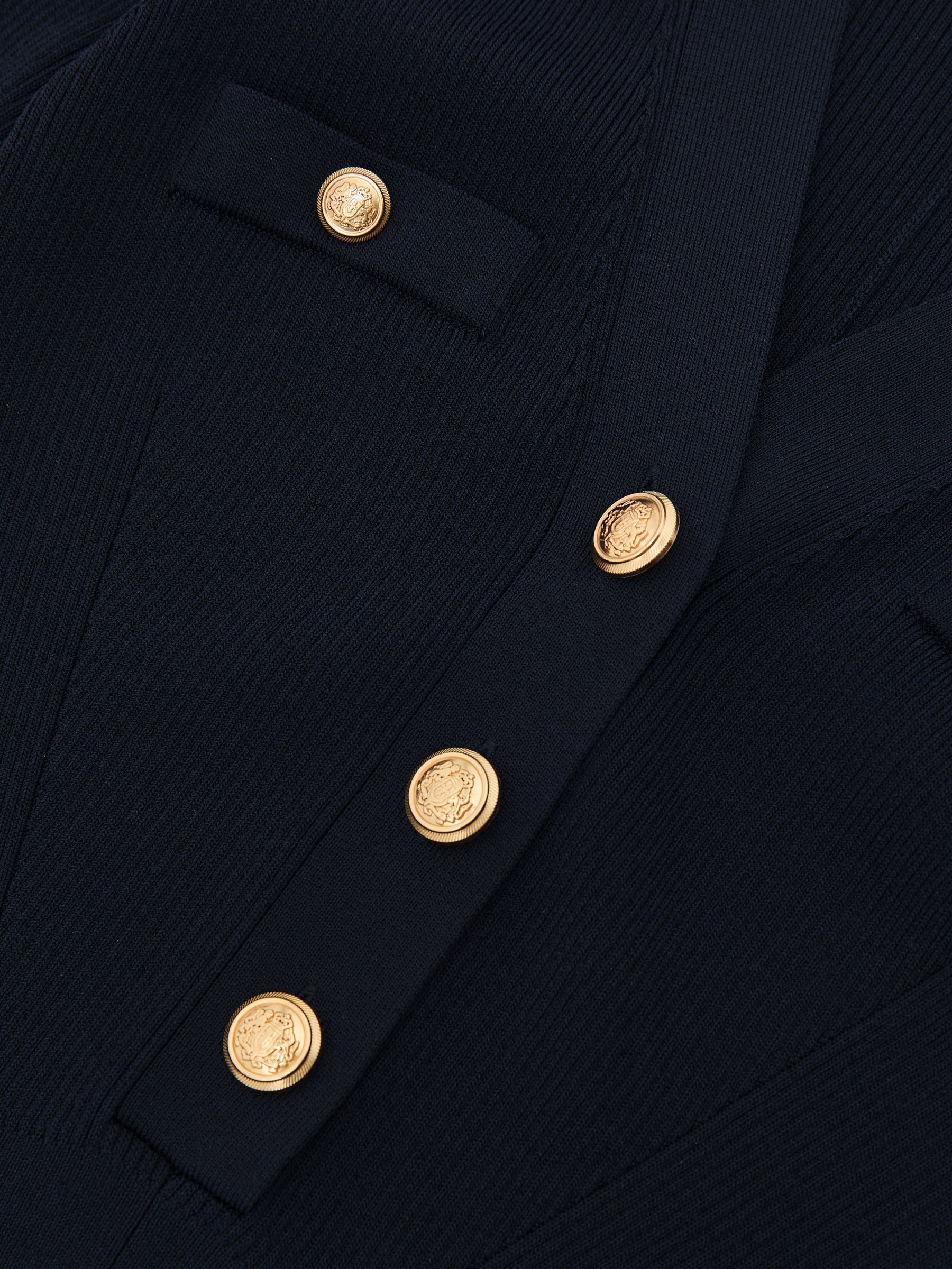 Knitted Button-Detail Mini Dress in Navy - image 3