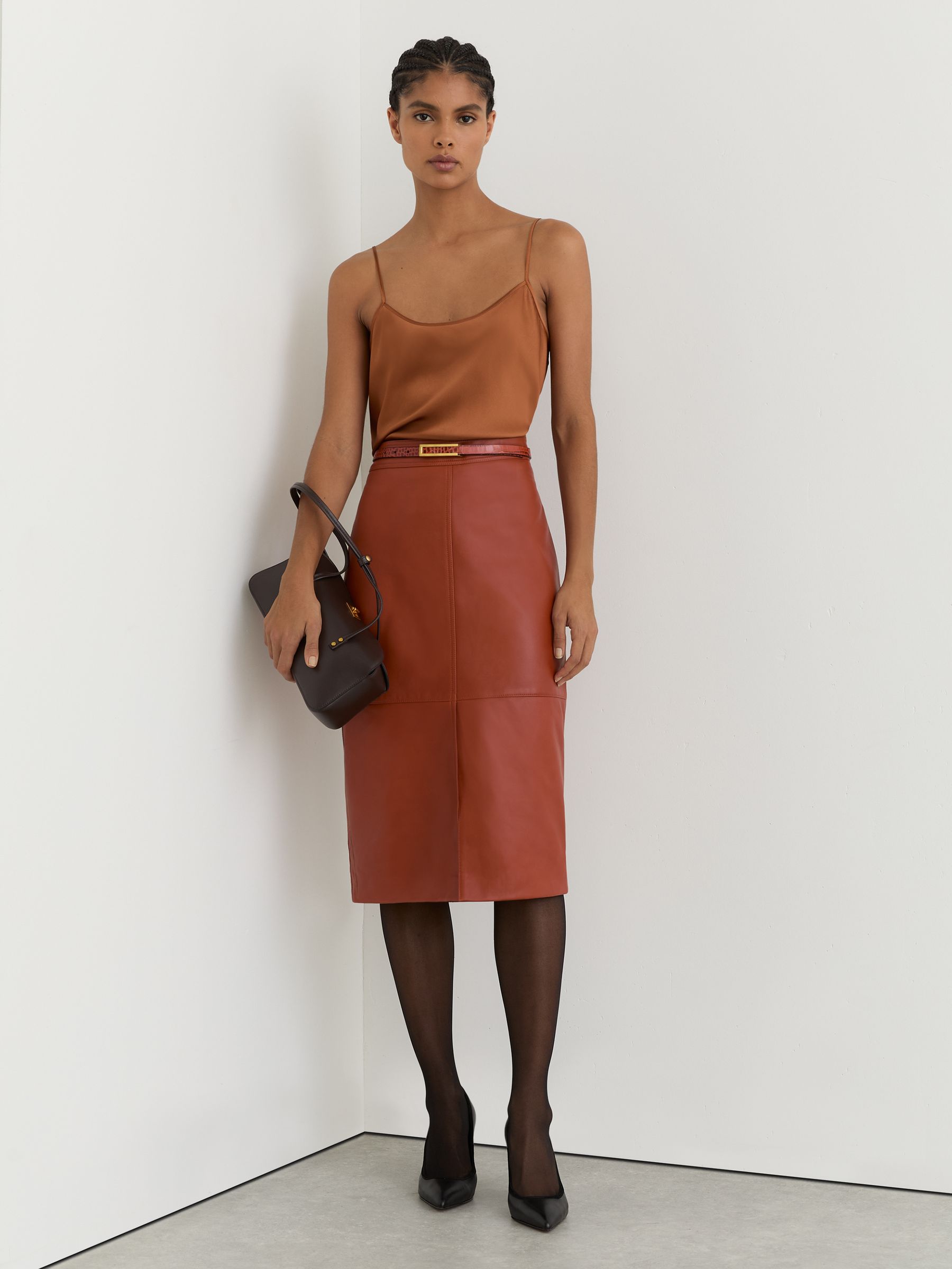 Silk Cami Top in Rust Orange - Image 4 of 6