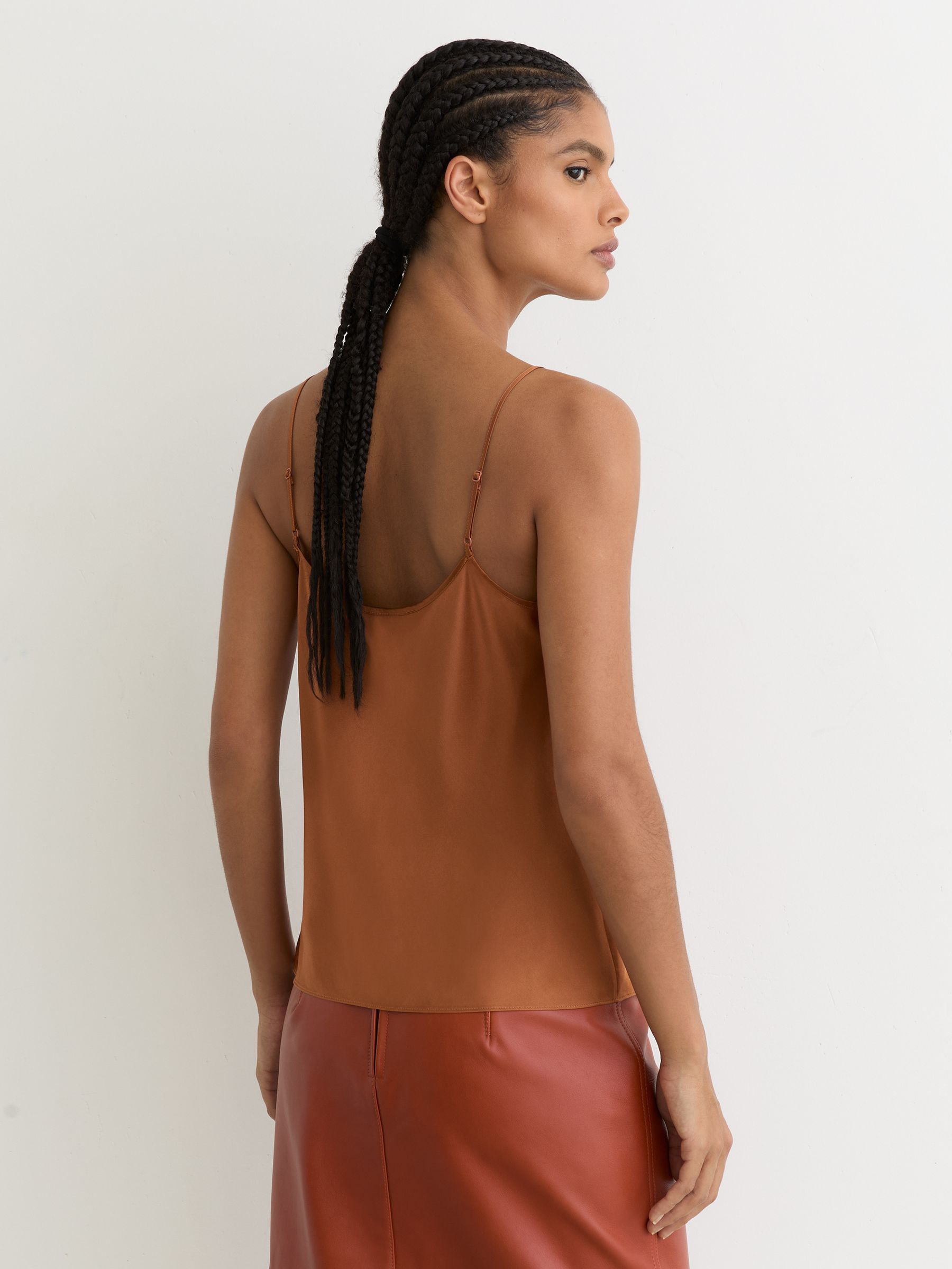 Silk Cami Top in Rust Orange - Image 5 of 6