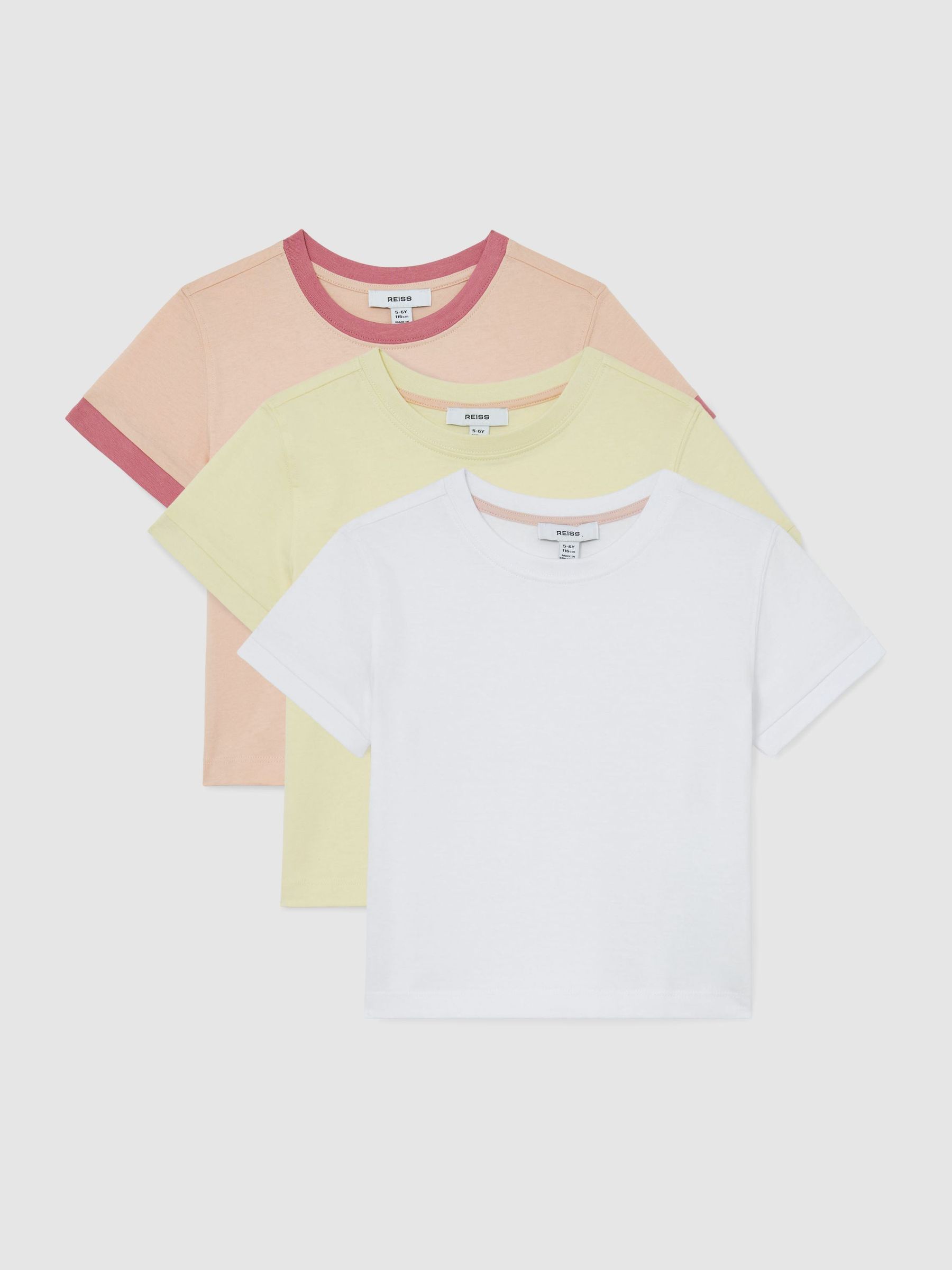 3 Pack Cotton Crew-Neck T-Shirts in Multi - Image 2 of 3