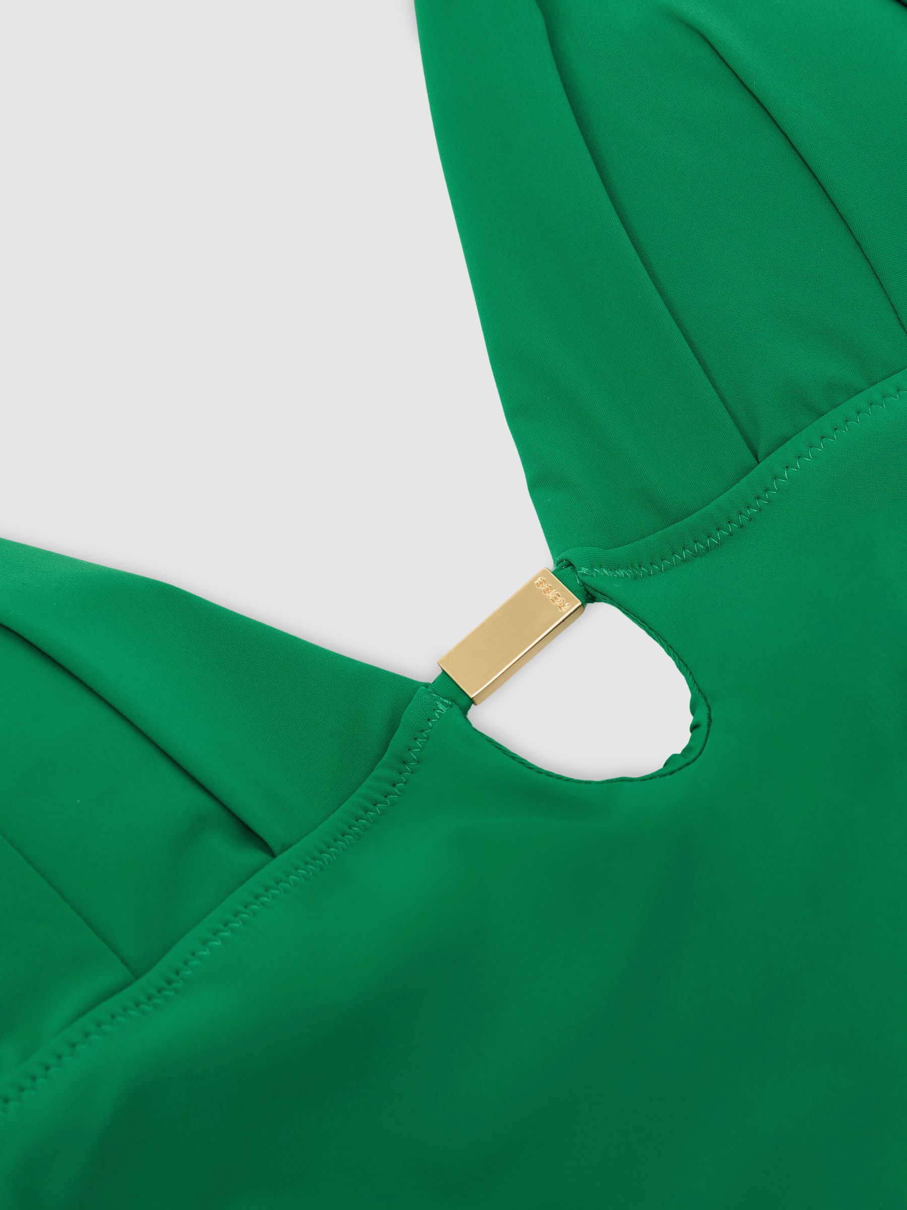 Pleat-Detail Halterneck Swimsuit in Green - Image 7 of 7