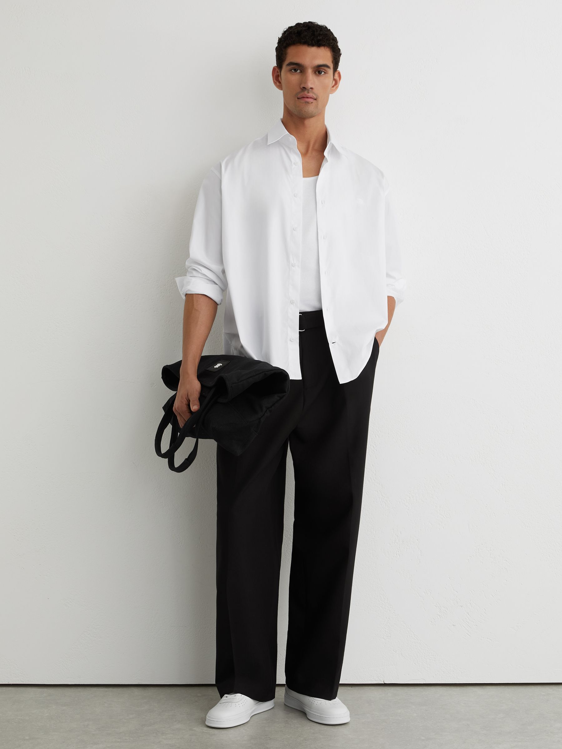 Monogram-Embroidered Relaxed-Fit Shirt Cotton in White - image 2