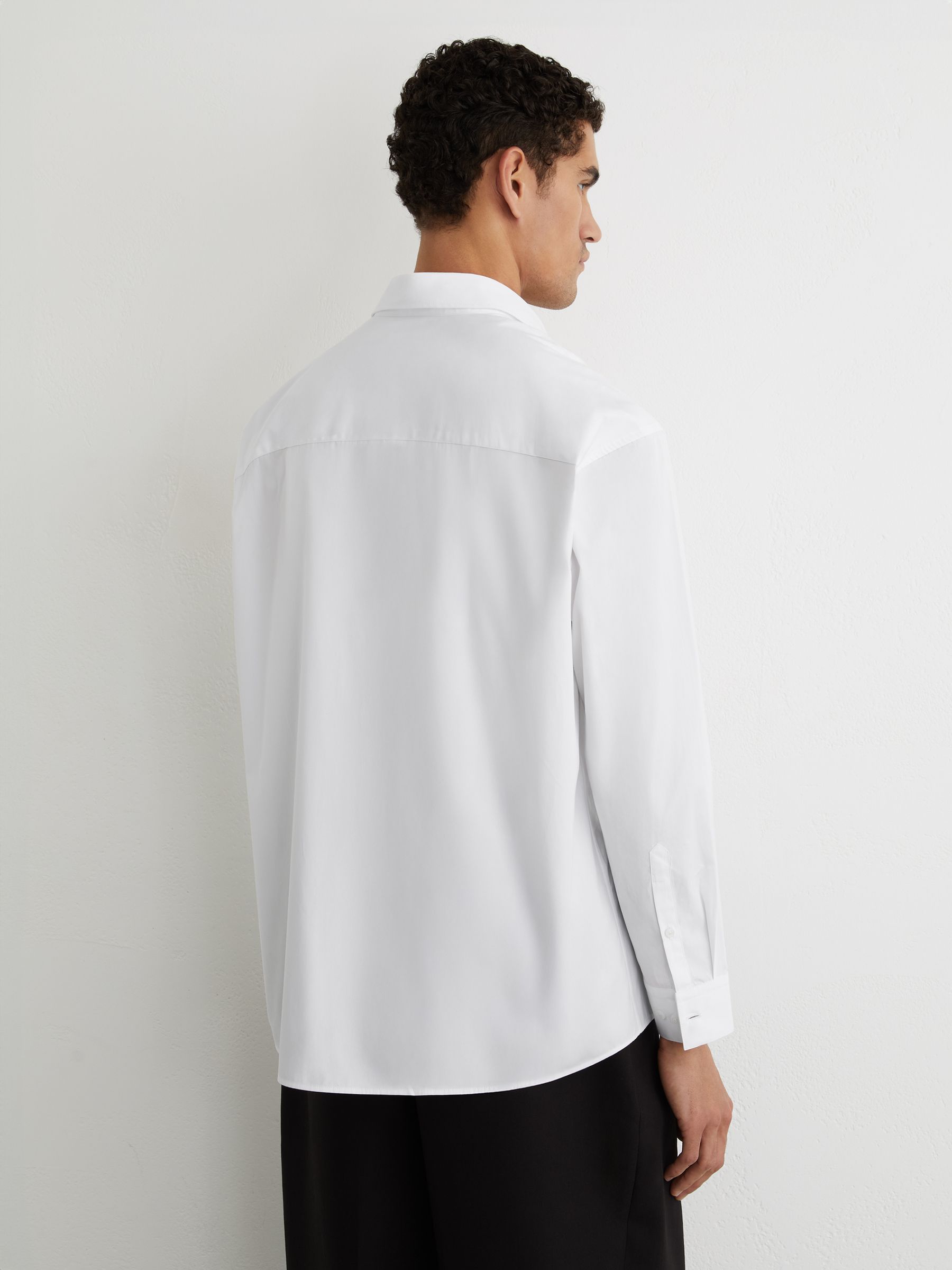 Monogram-Embroidered Relaxed-Fit Shirt Cotton in White - image 4