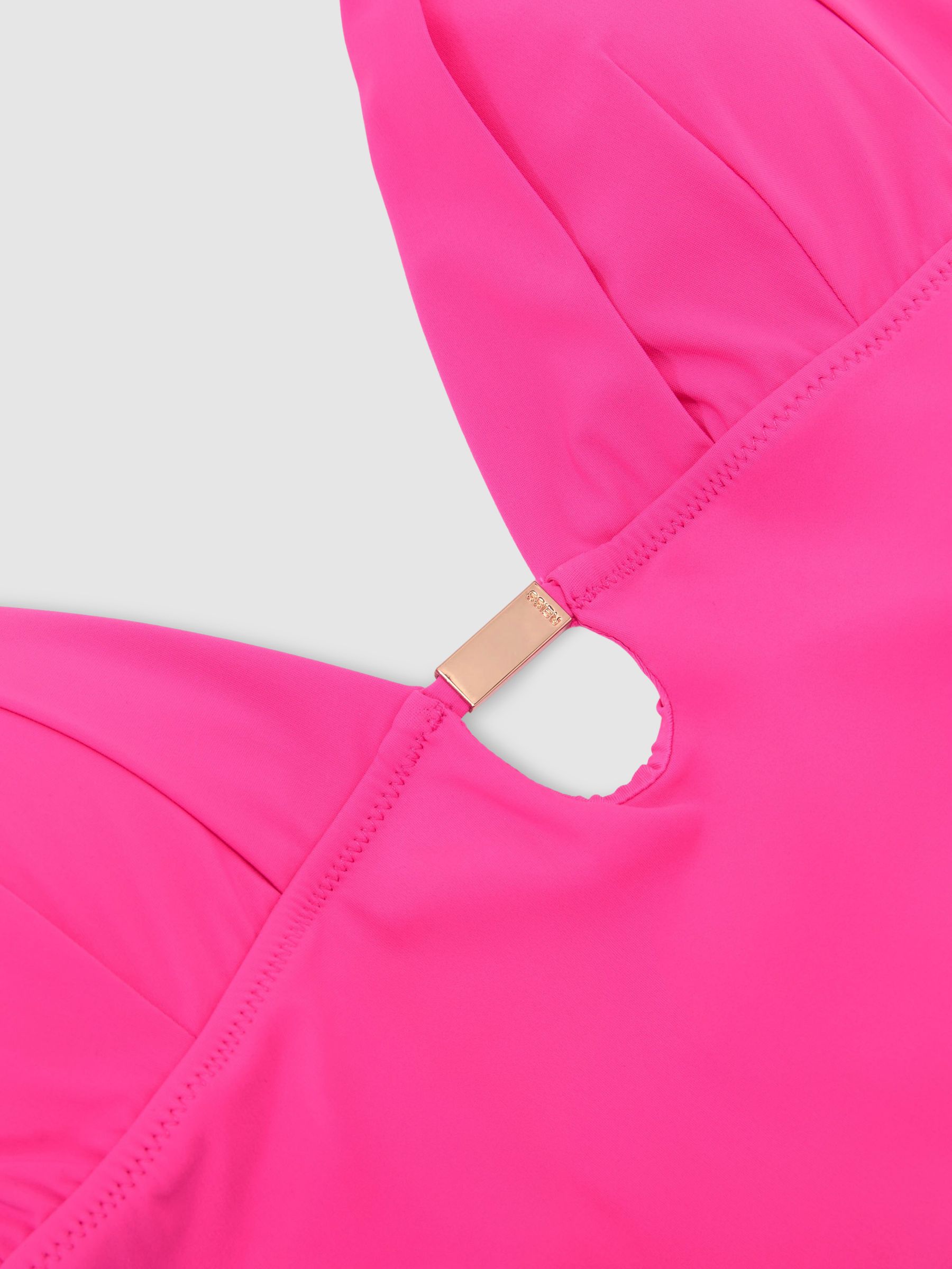 Pleat-Detail Halterneck Swimsuit in Pink - Image 7 of 7