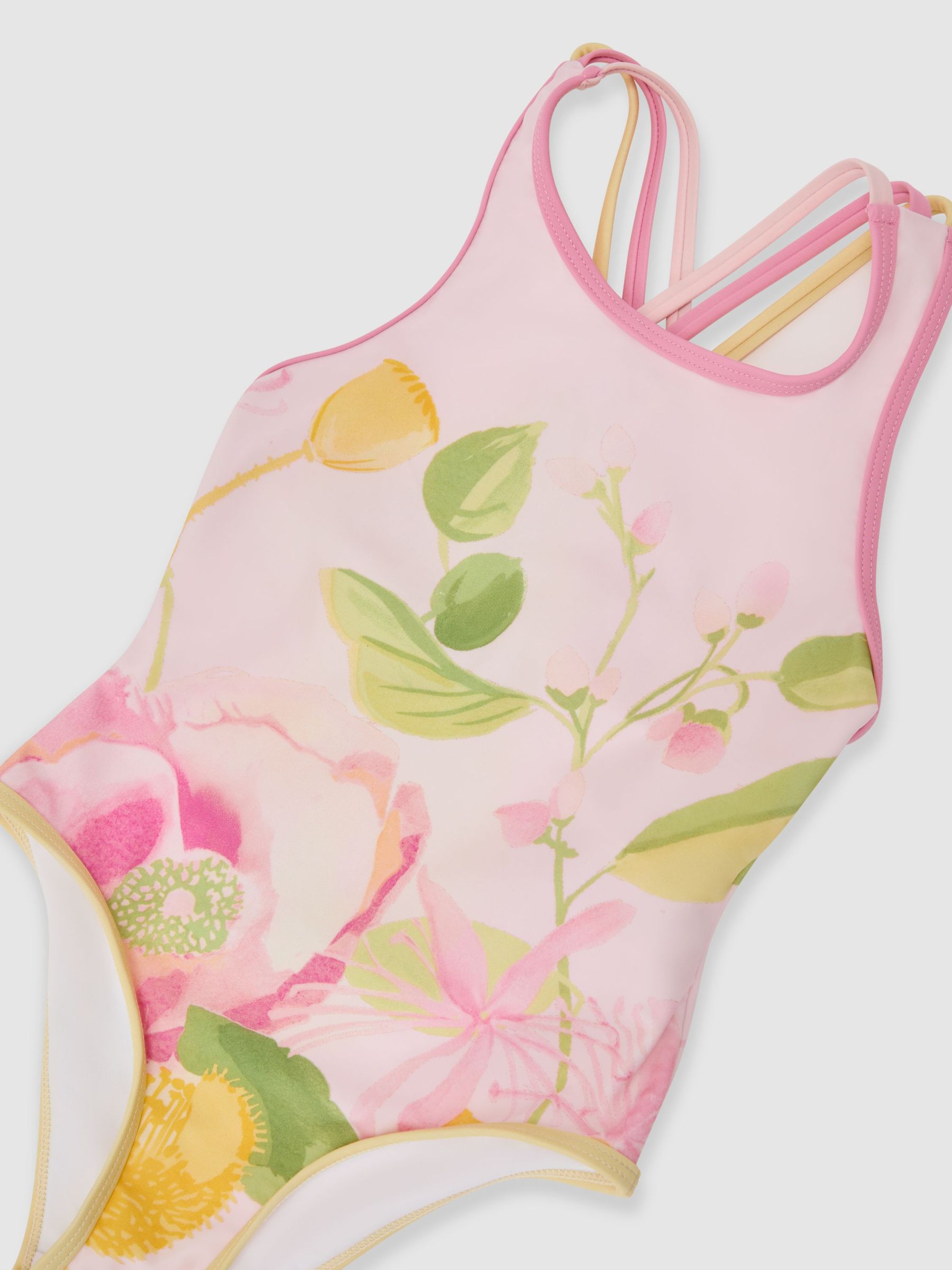 9-13 yrs Printed Cross-Strap Swimsuit in Pink Print - Image 3 of 3