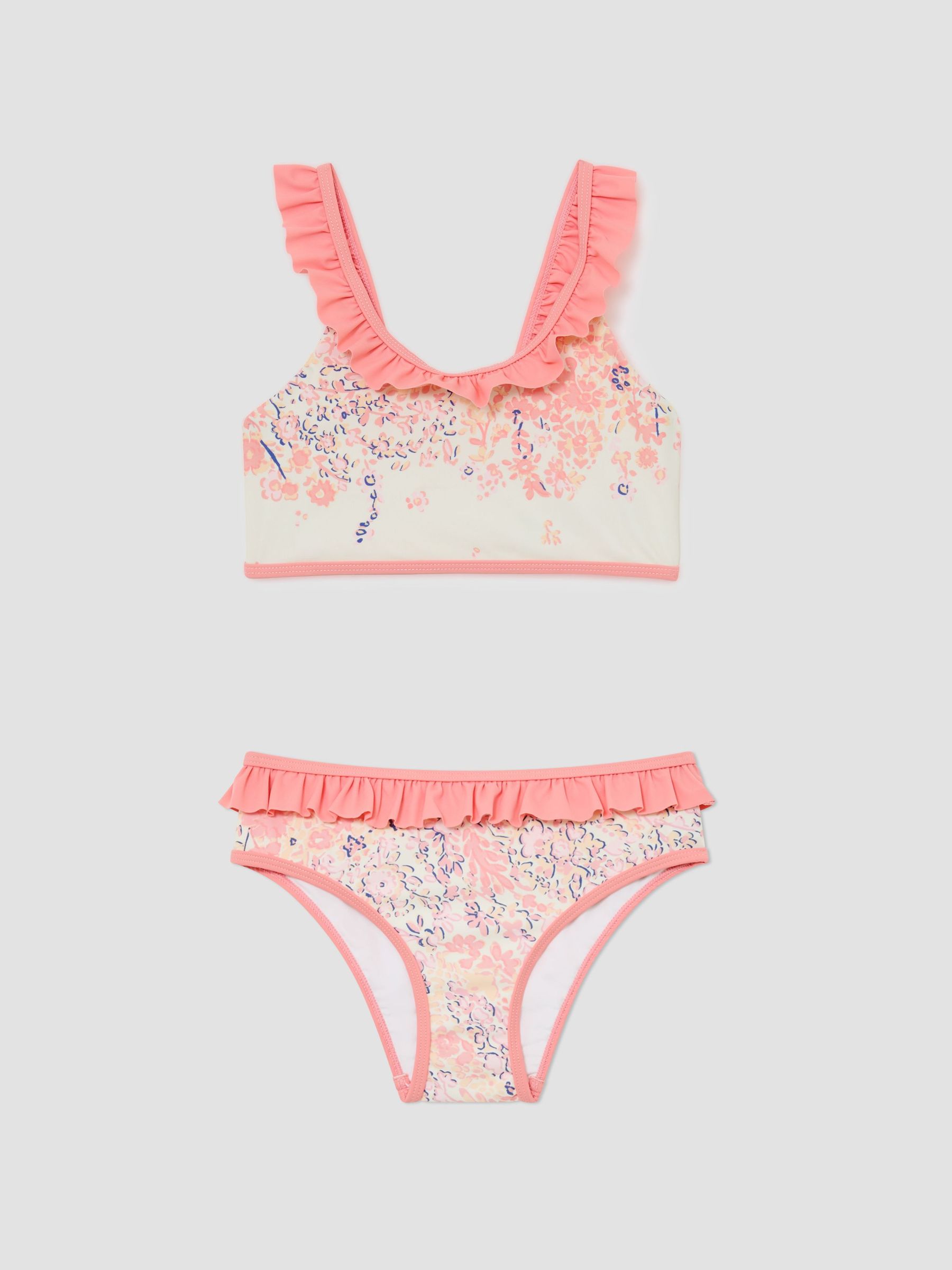 3-9 yrs Printed Ruffle Bikini Set in Pink Print - Image 1 of 3
