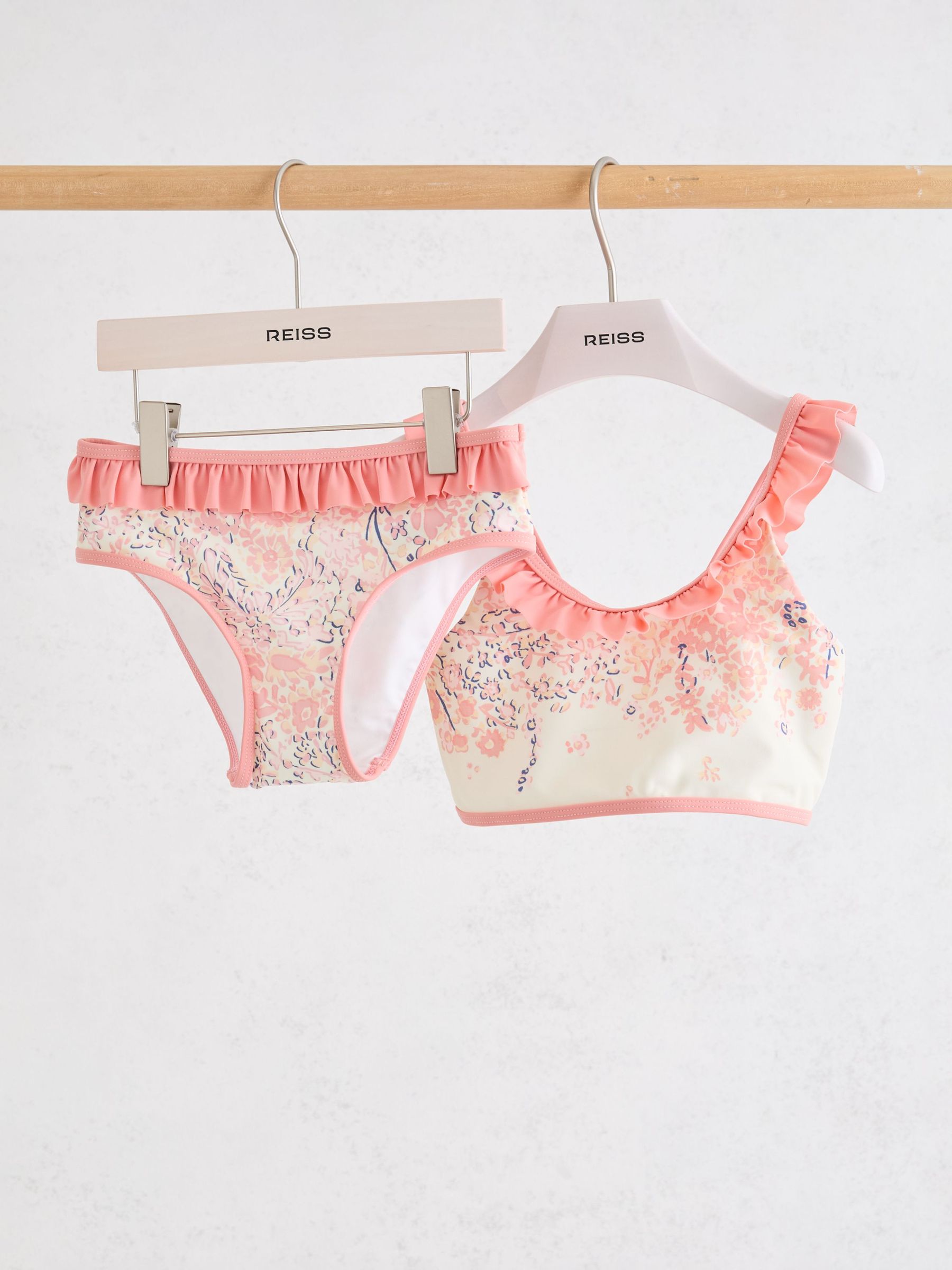 3-9 yrs Printed Ruffle Bikini Set in Pink Print - Image 2 of 3