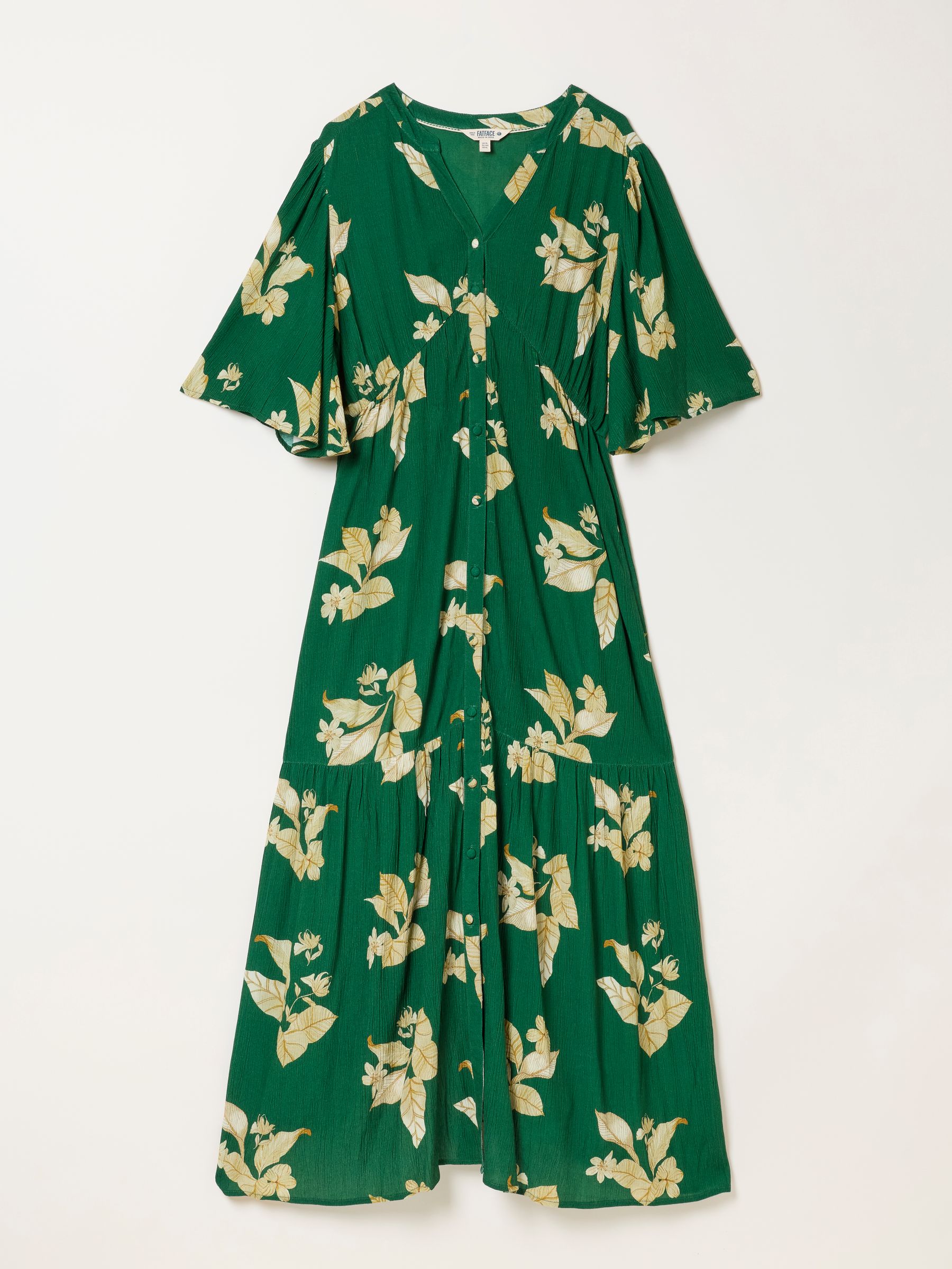 green maxi dress online india Makaela Puff Sleeve Floral Satin Midi Dress main image 1